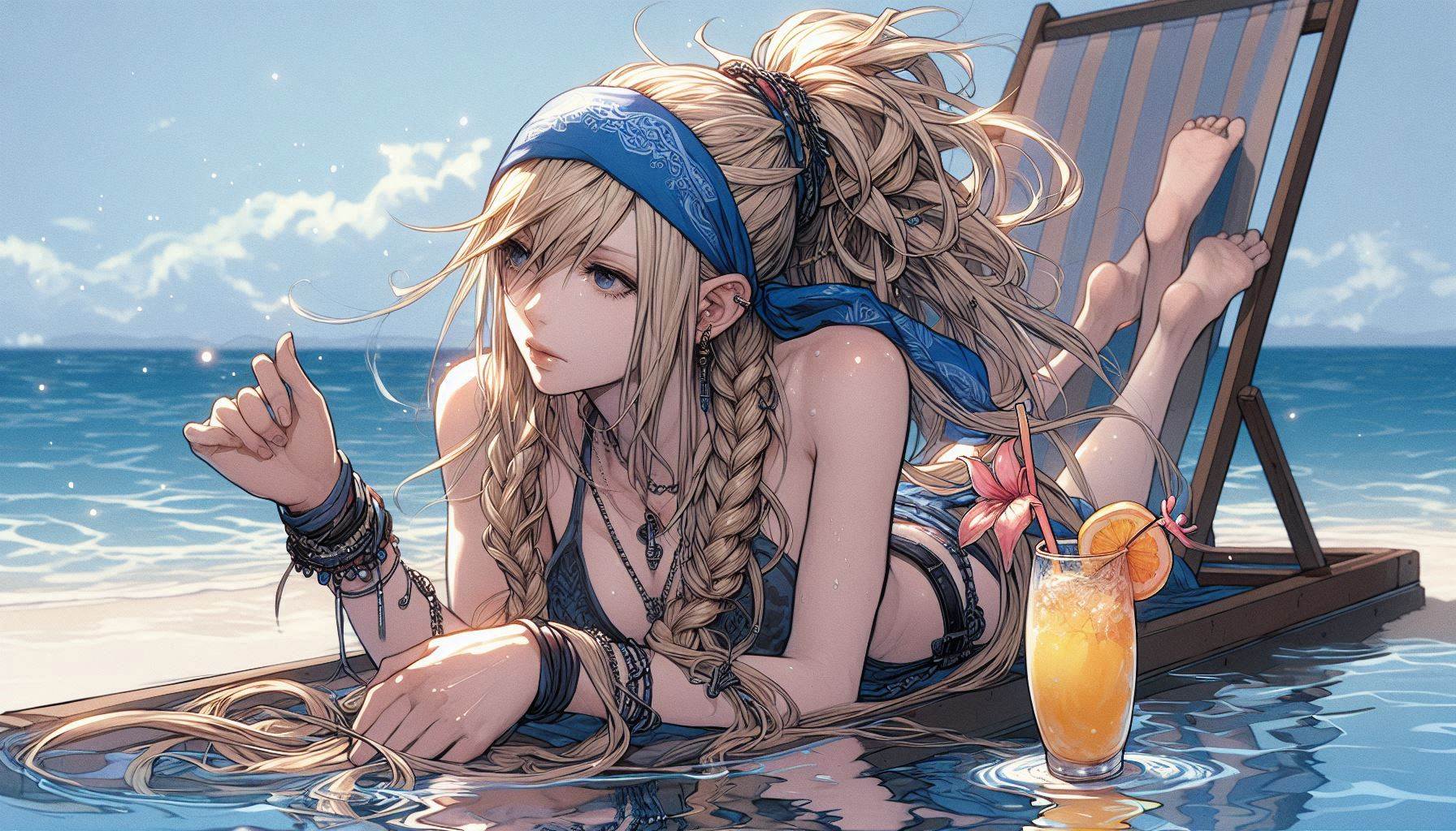 Laid-back girl on the beach