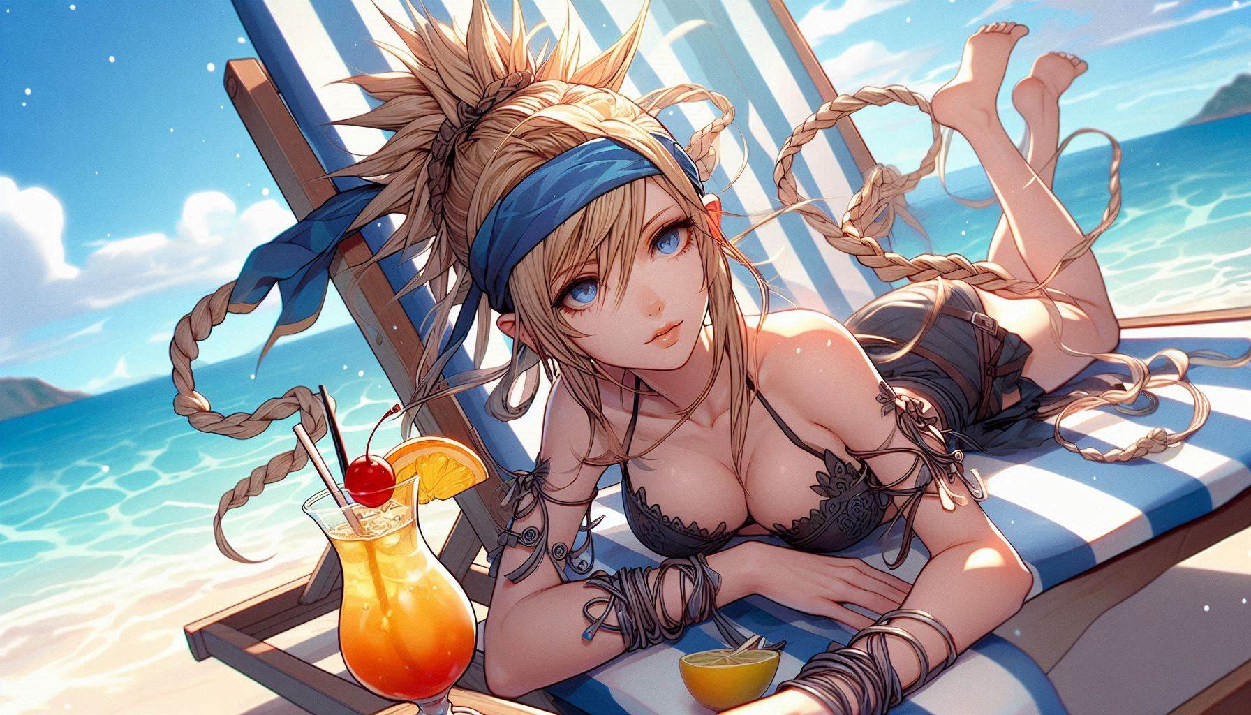Laid-back girl on the beach