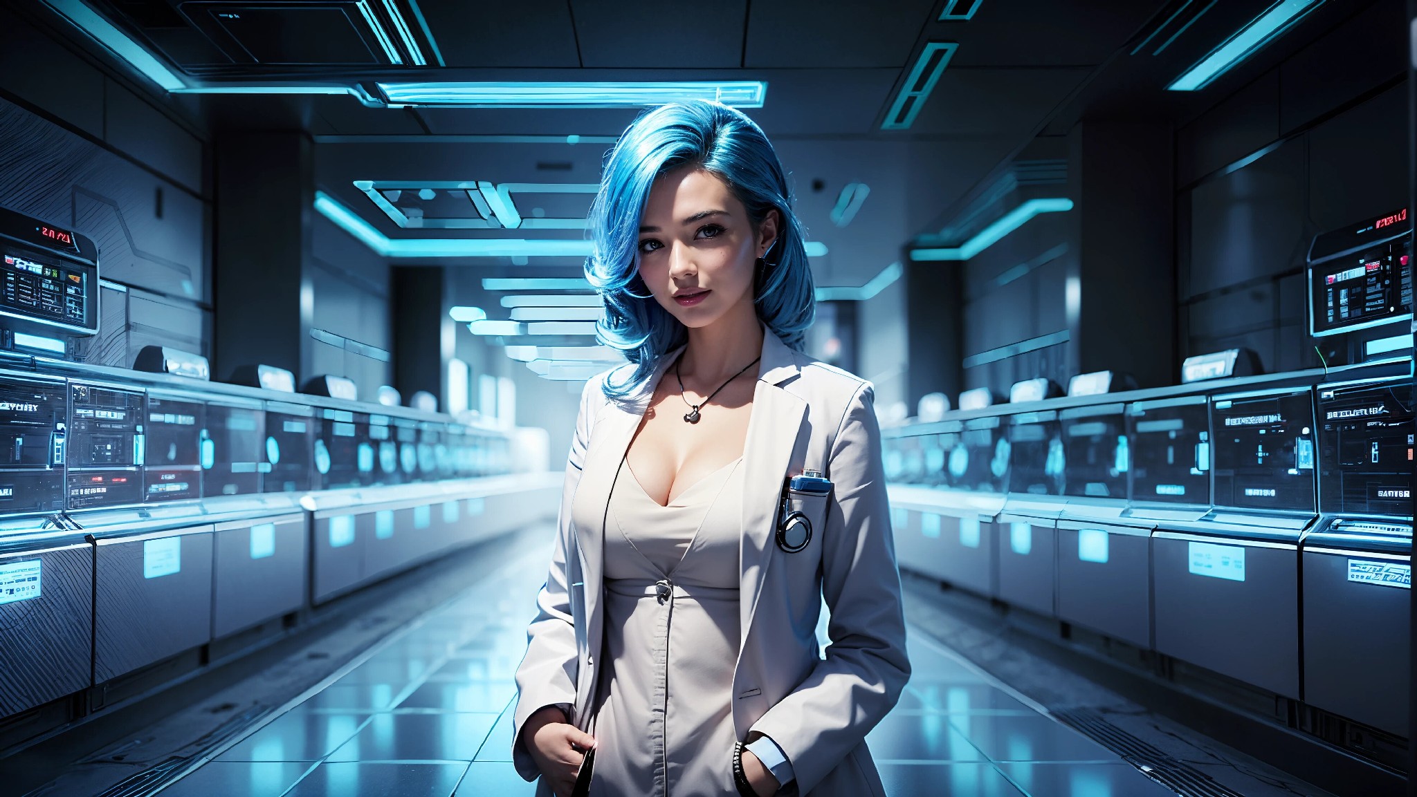 Cute, glamorous, glamorous future digital doctor