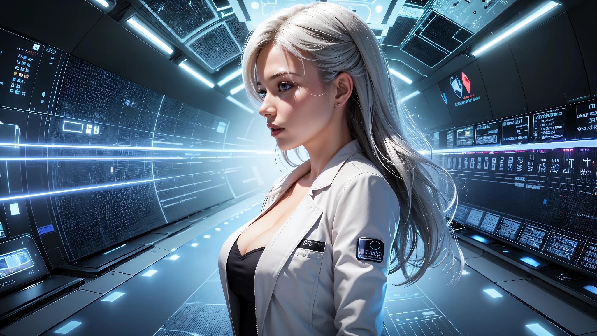 Cute, glamorous, glamorous future digital doctor