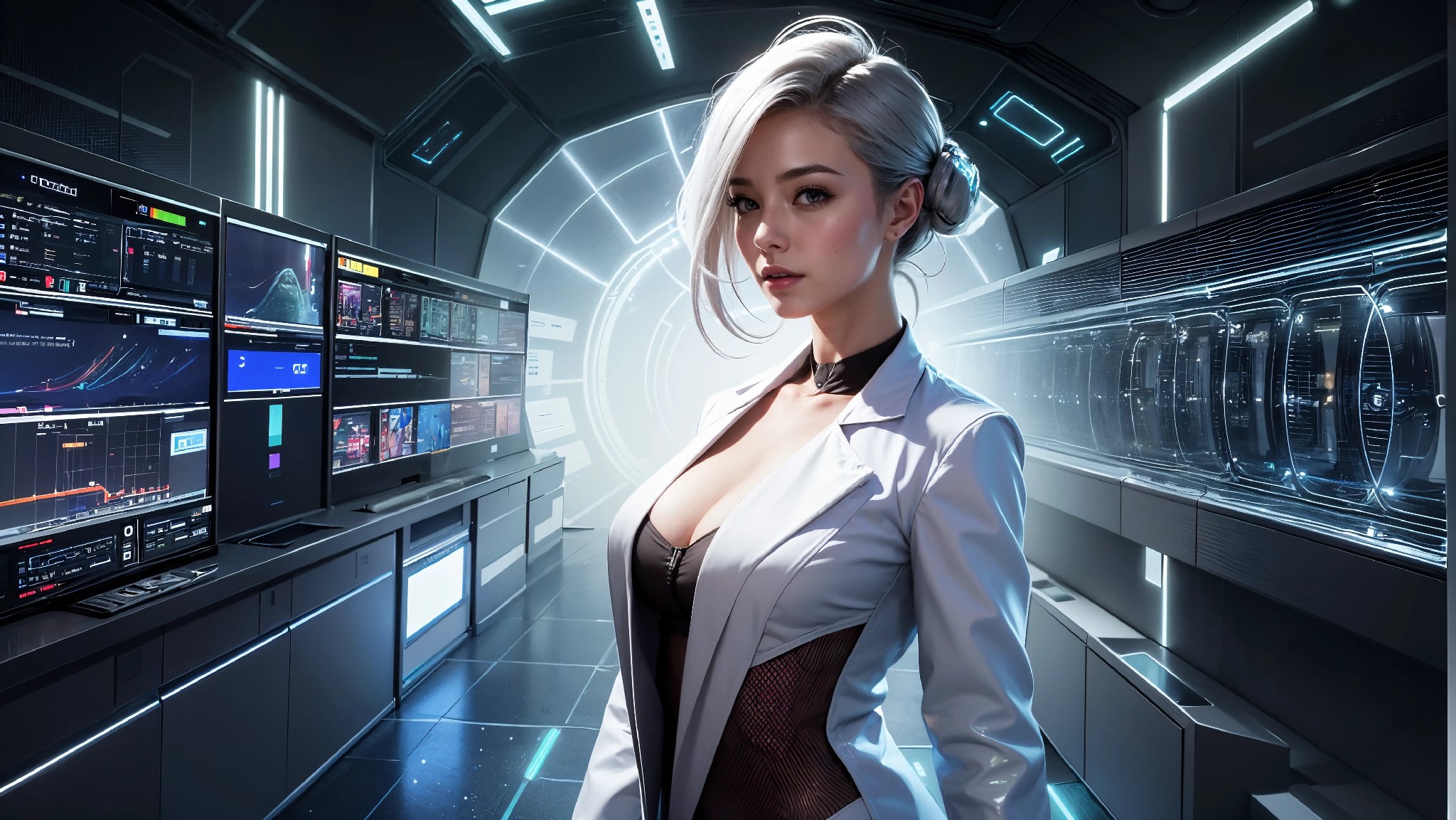 Cute, glamorous, glamorous future digital doctor