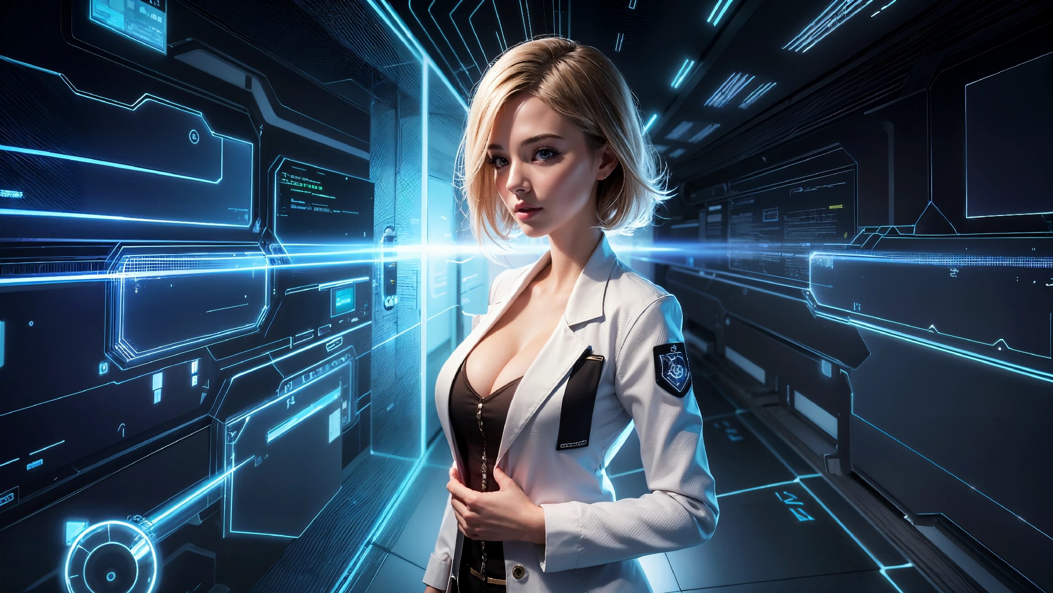 Cute, glamorous, glamorous future digital doctor