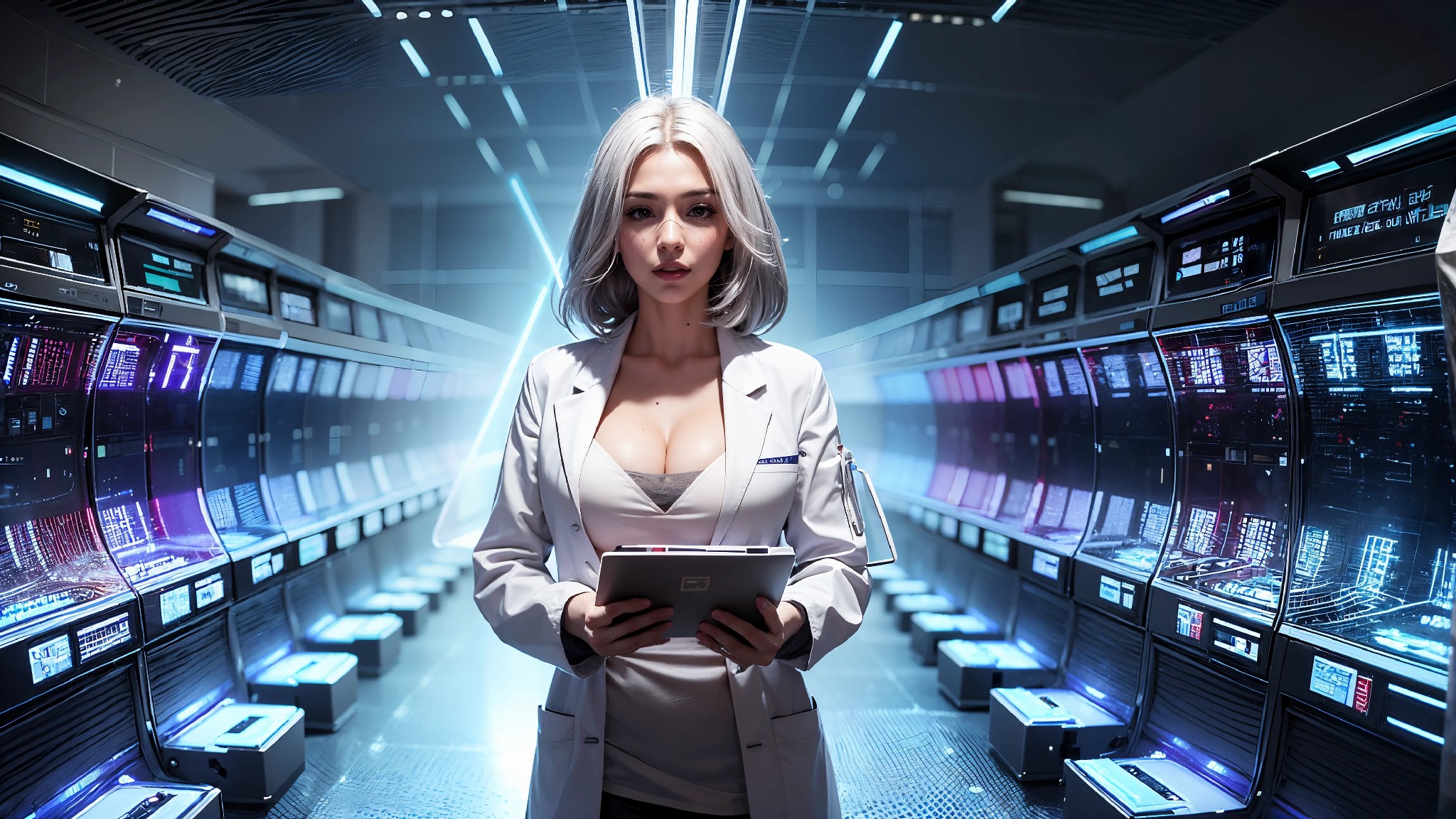 Cute, glamorous, glamorous future digital doctor