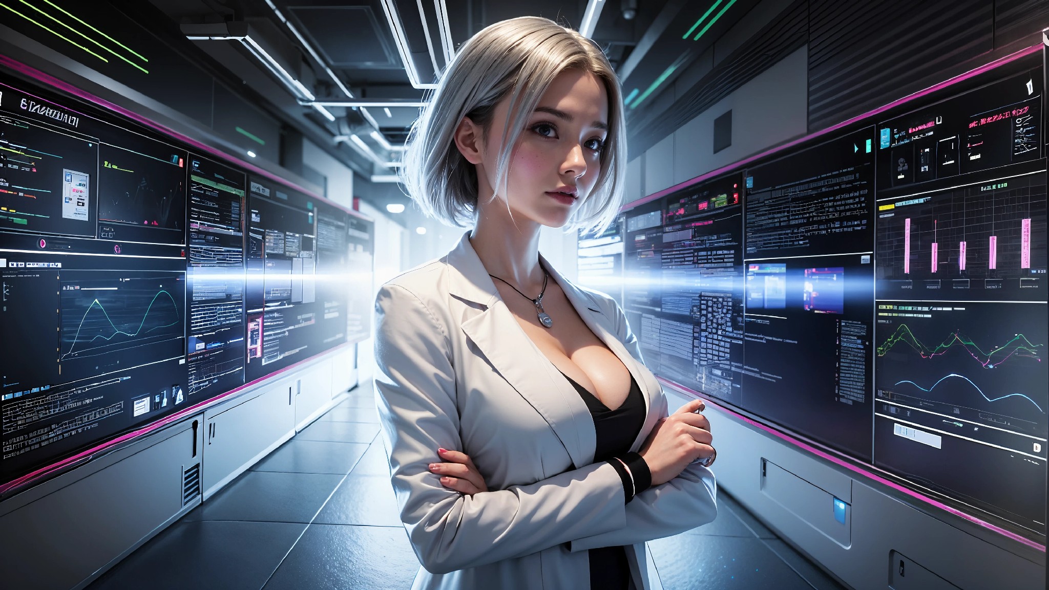 Cute, glamorous, glamorous future digital doctor