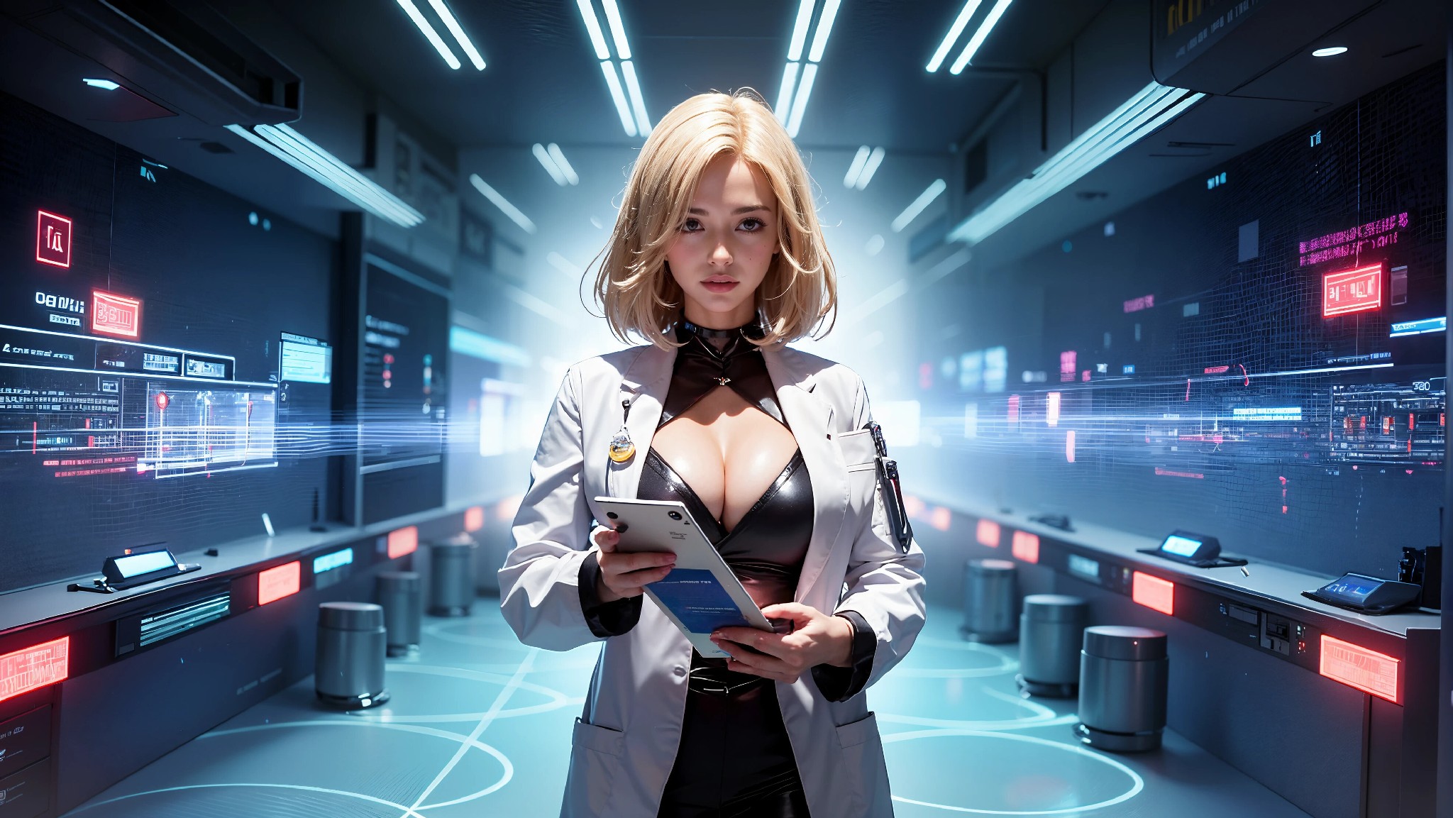 Cute, glamorous, glamorous future digital doctor