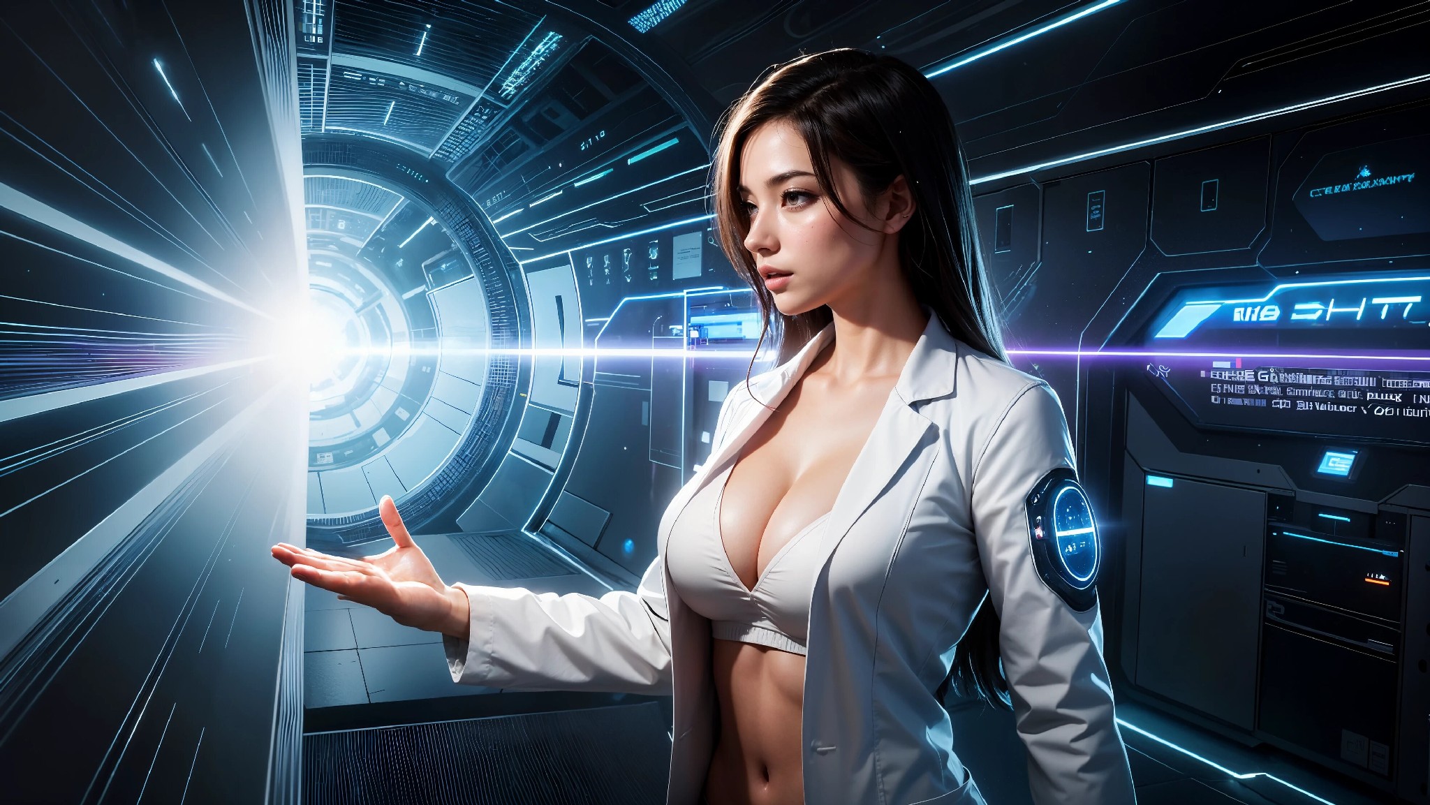Cute, glamorous, glamorous future digital doctor