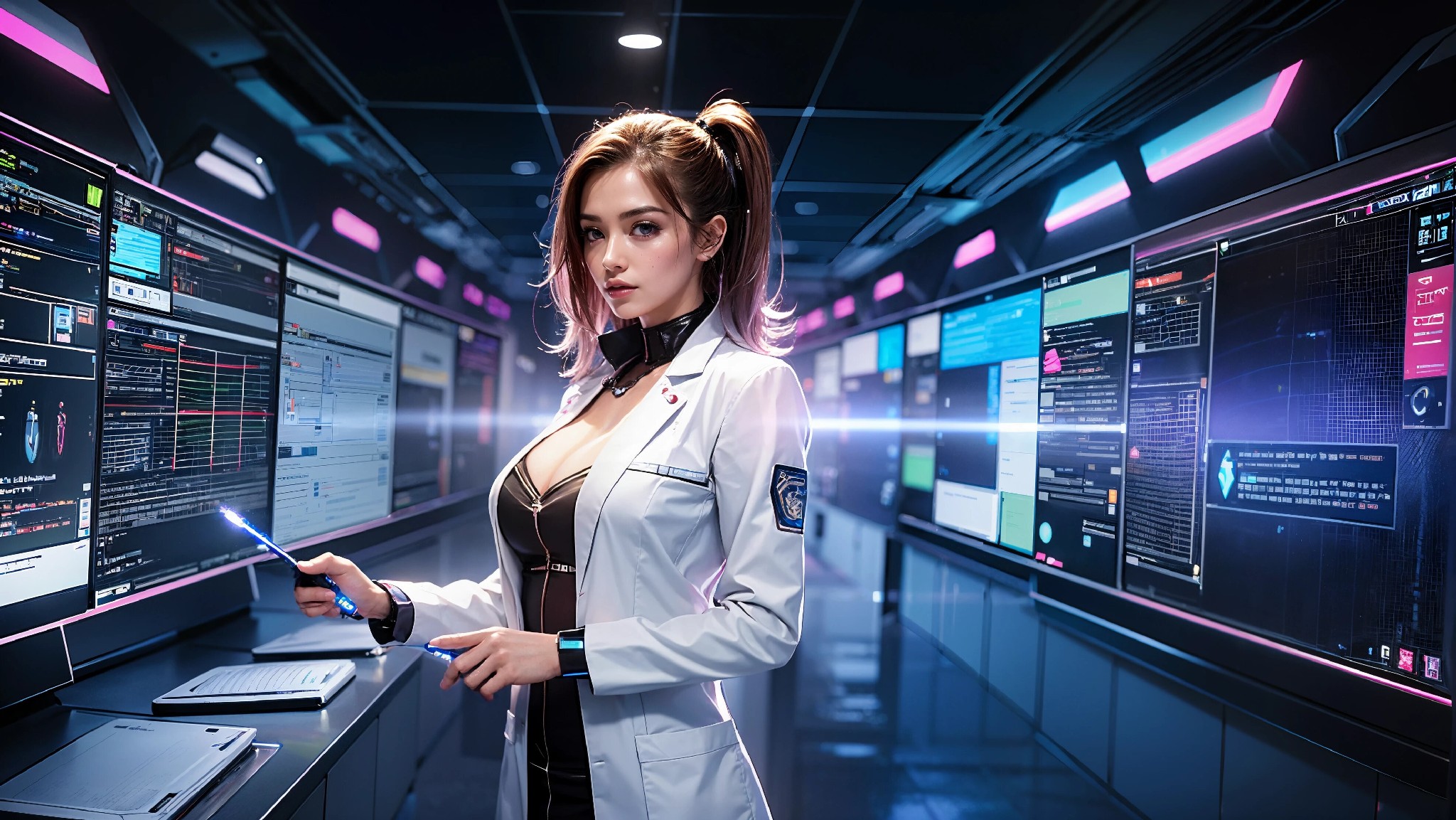 Cute, glamorous, glamorous future digital doctor