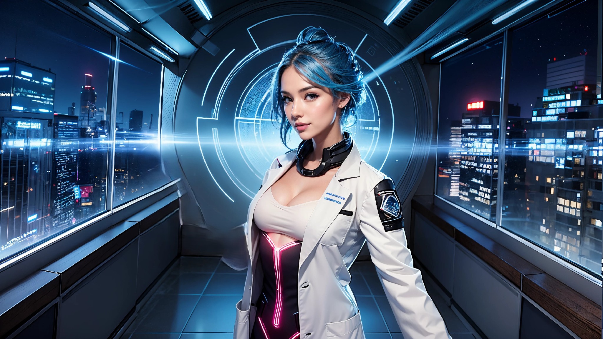Cute, glamorous, glamorous future digital doctor