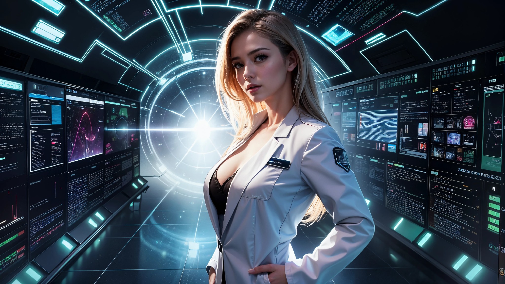 Cute, glamorous, glamorous future digital doctor