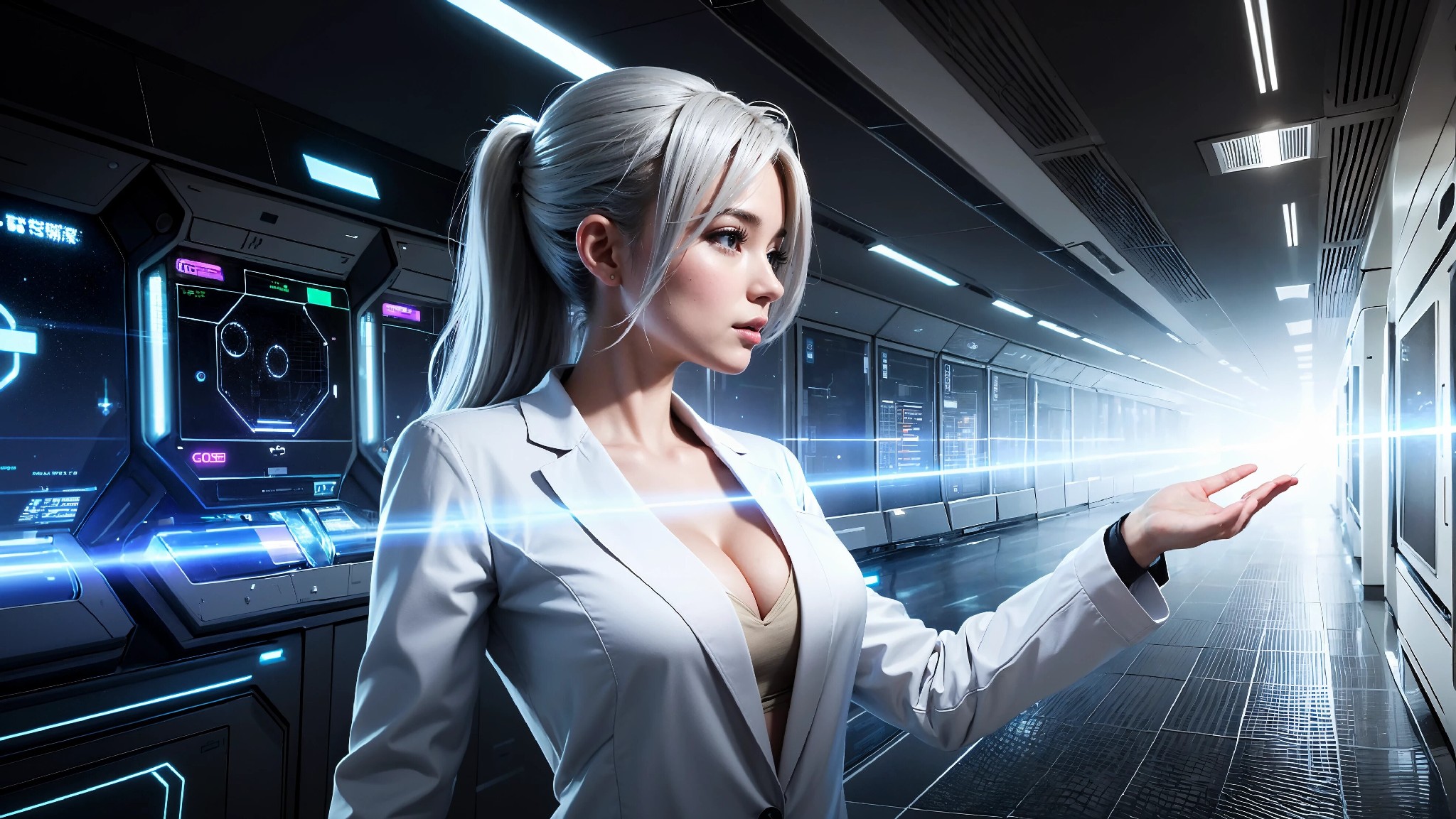 Cute, glamorous, glamorous future digital doctor
