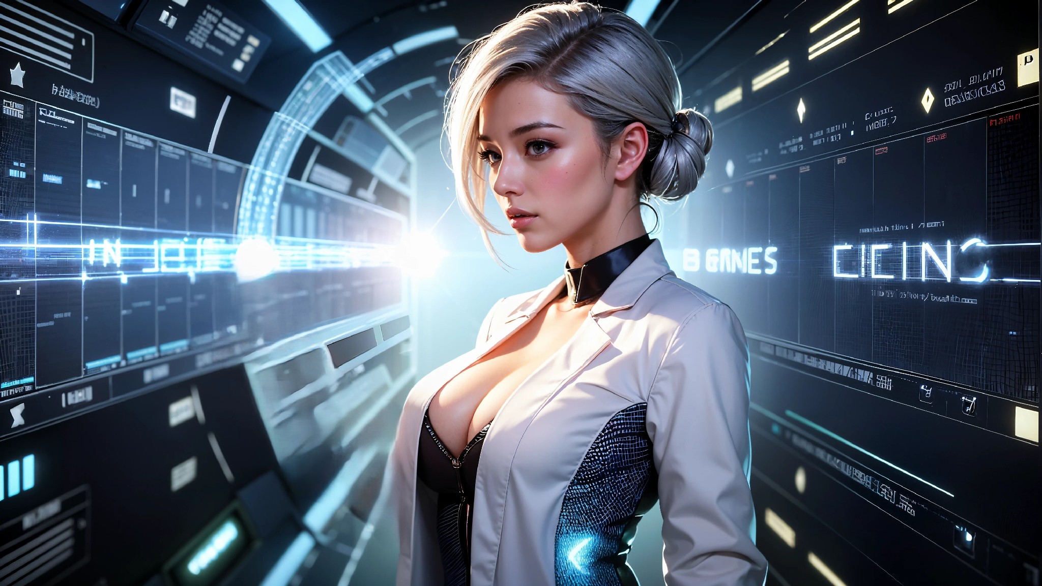 Cute, glamorous, glamorous future digital doctor