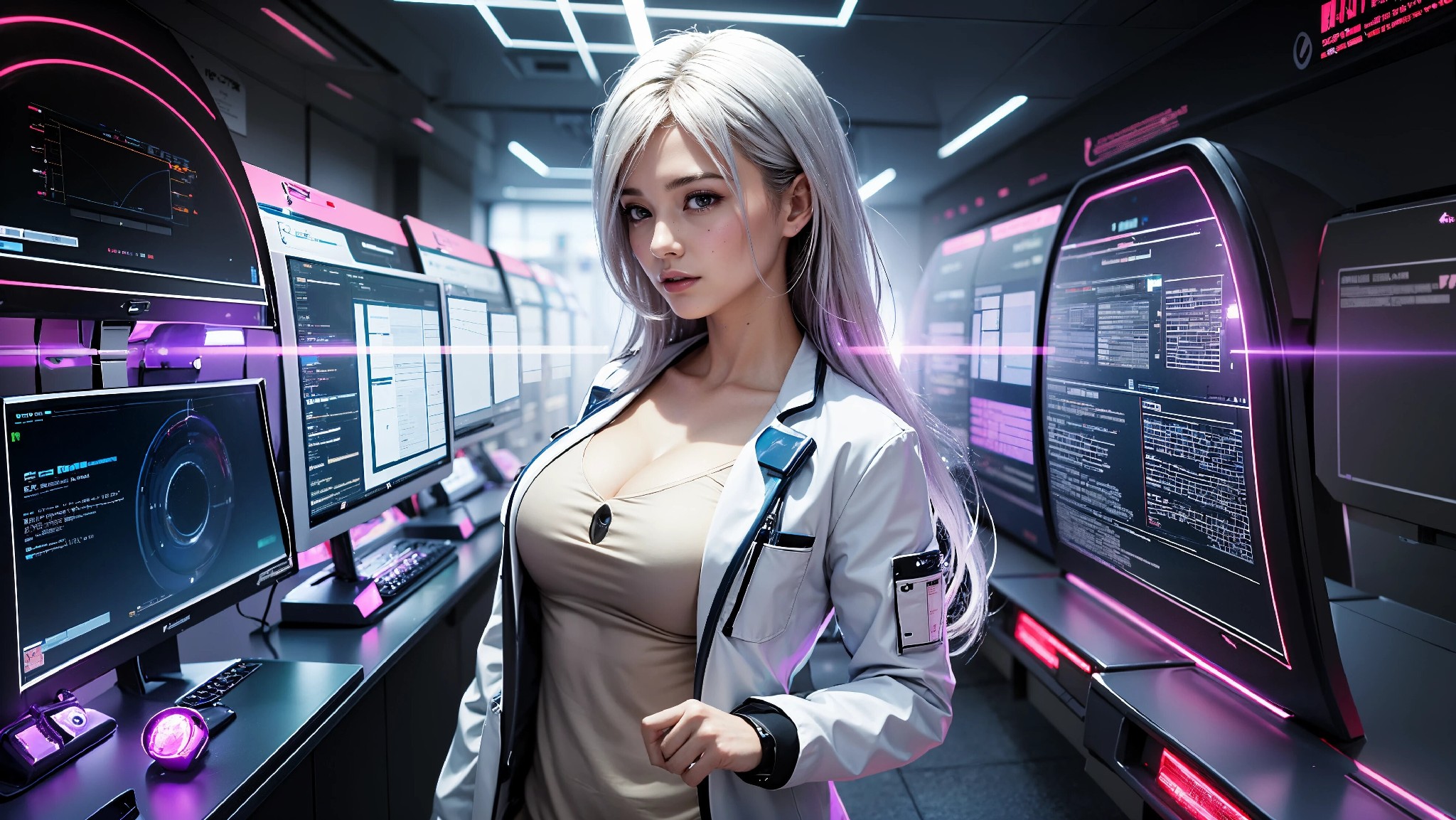 Cute, glamorous, glamorous future digital doctor