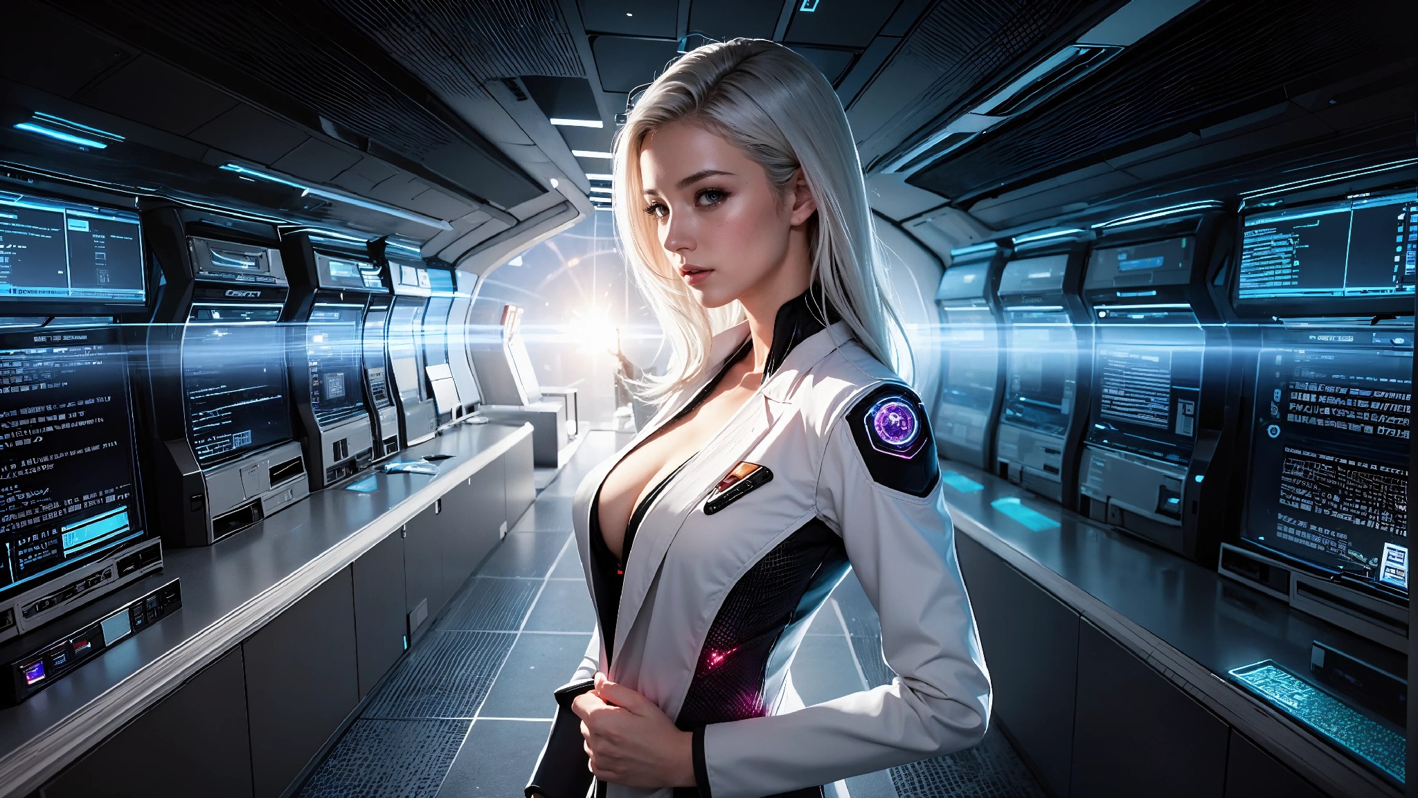 Cute, glamorous, glamorous future digital doctor