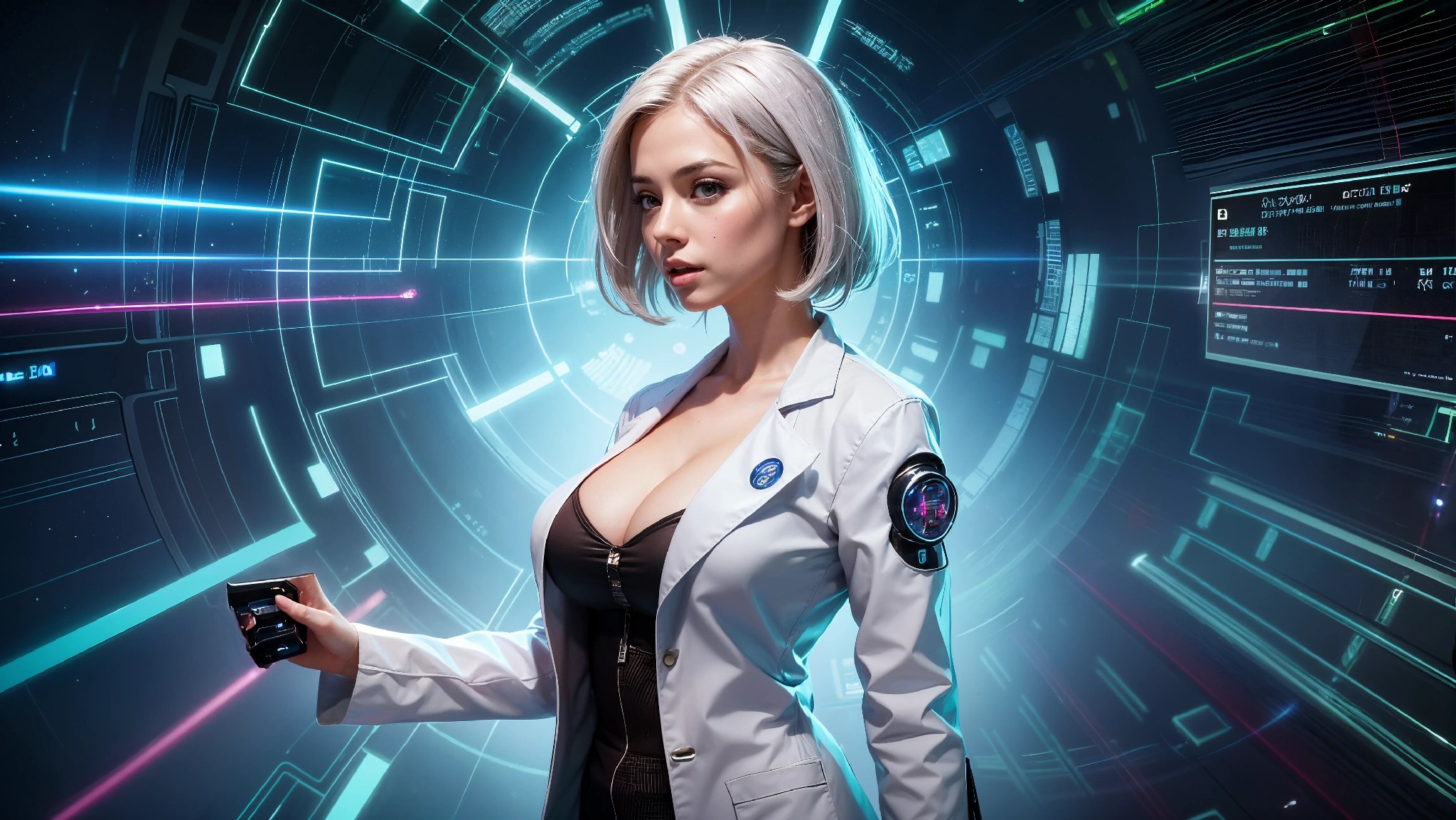 Cute, glamorous, glamorous future digital doctor