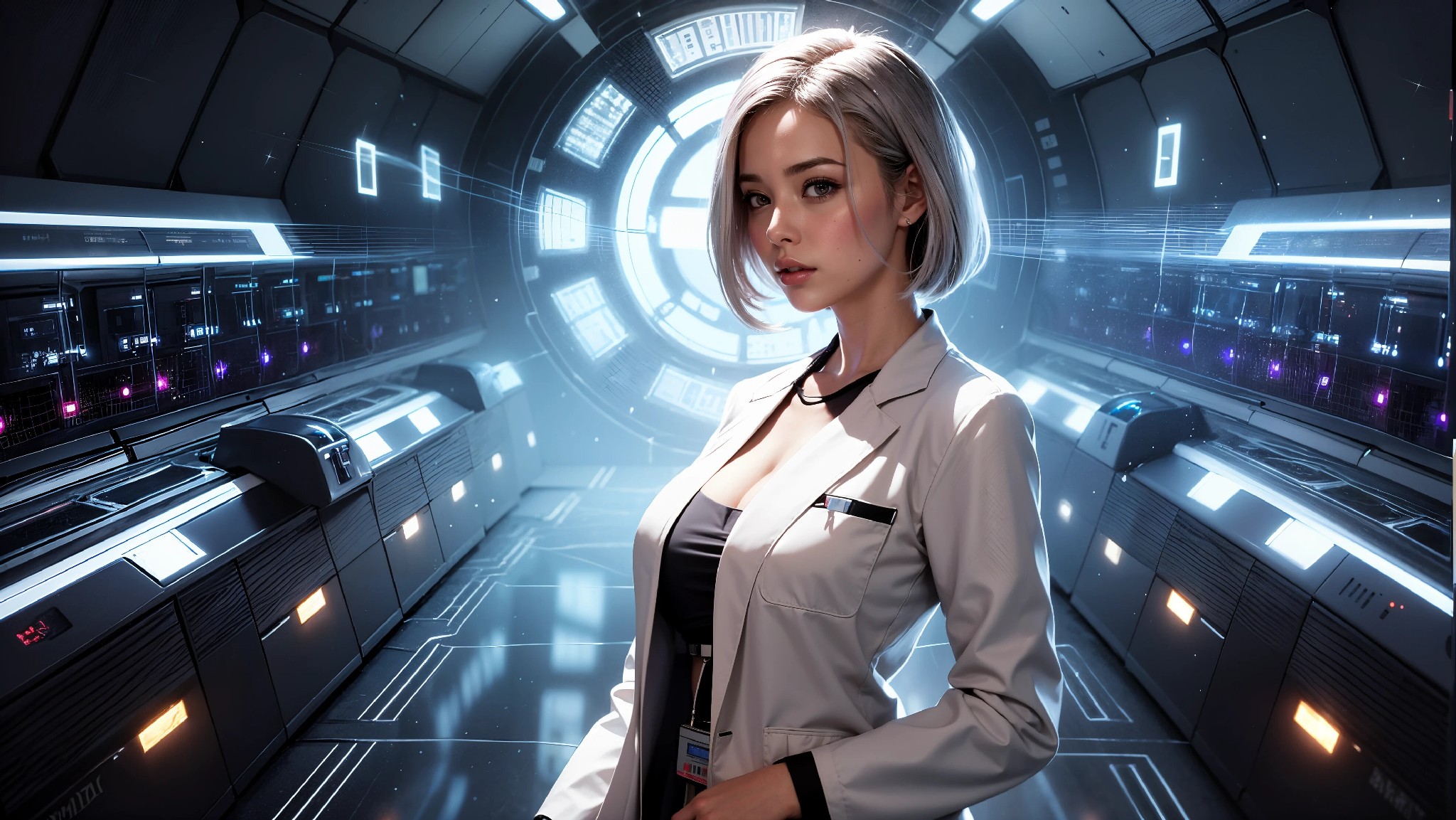 Cute, glamorous, glamorous future digital doctor