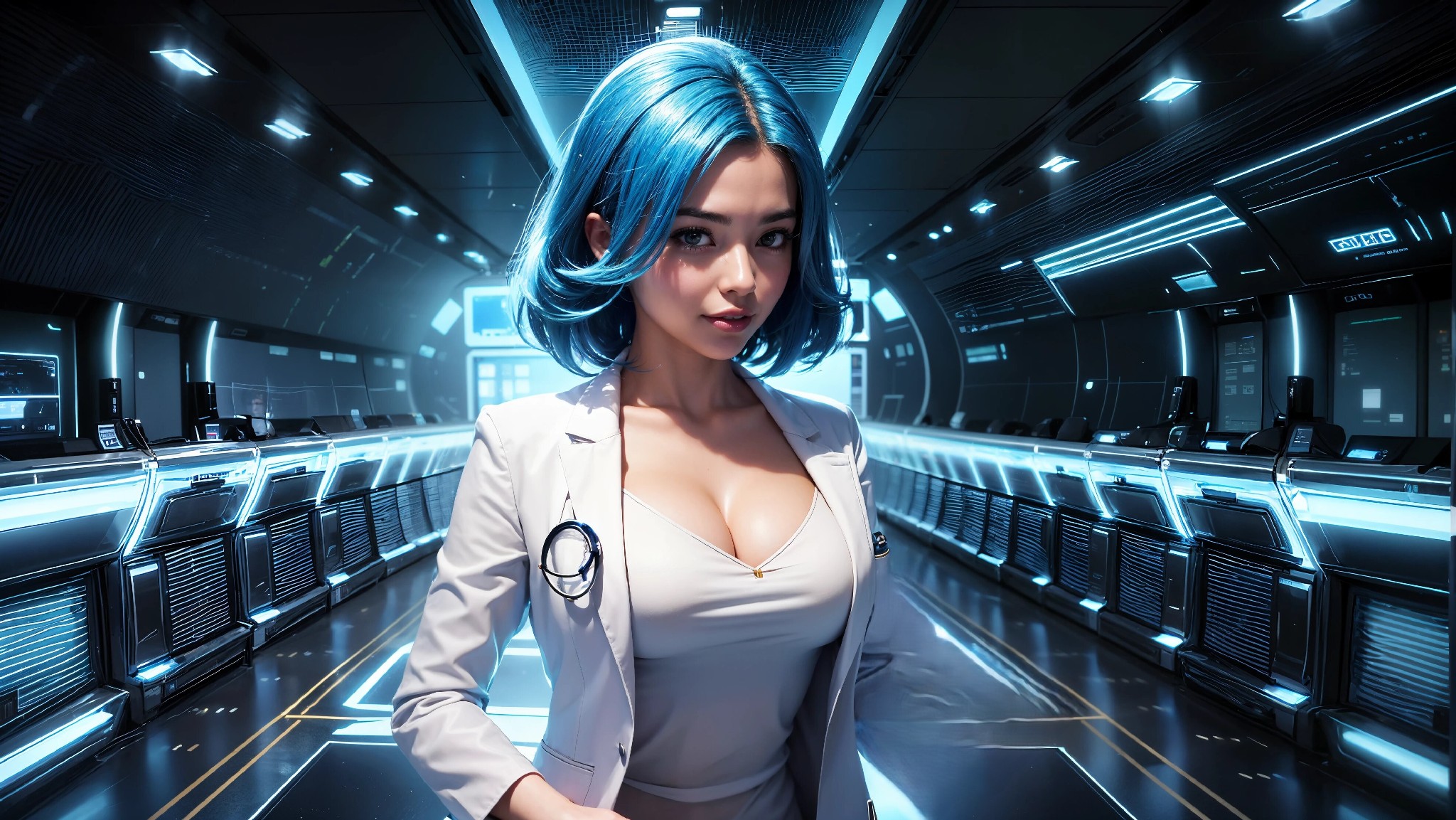 Cute, glamorous, glamorous future digital doctor
