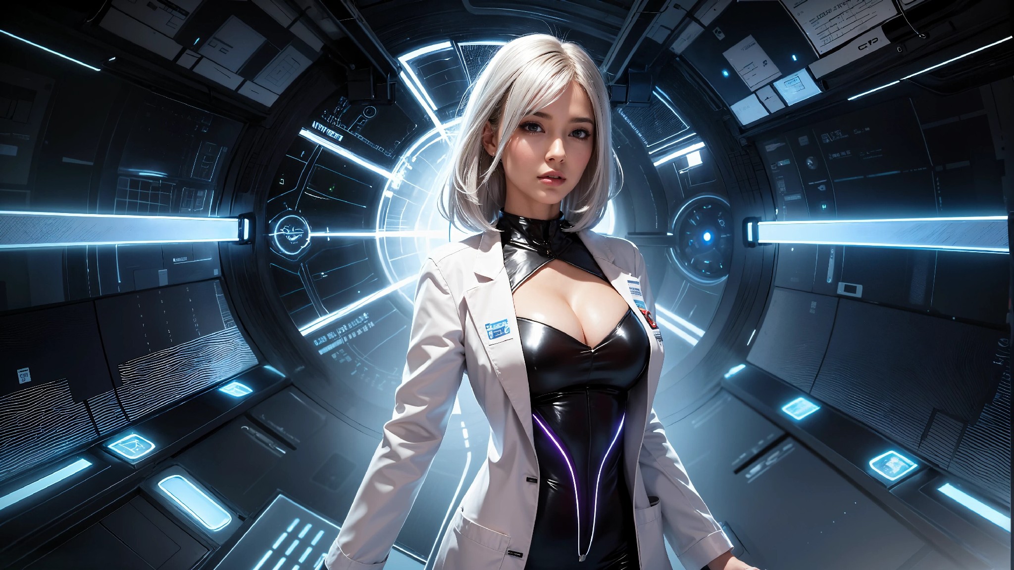Cute, glamorous, glamorous future digital doctor