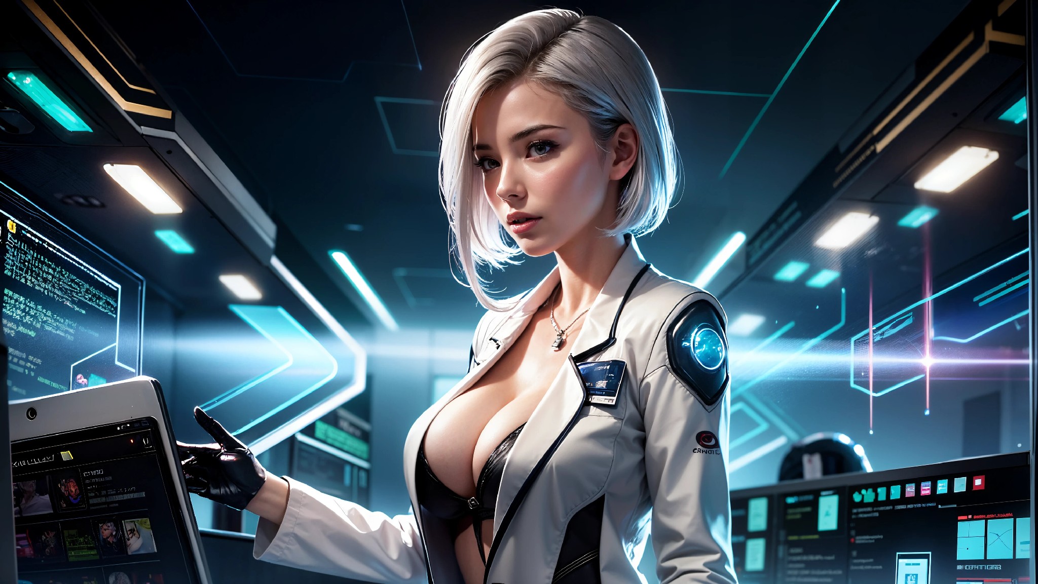 Cute, glamorous, glamorous future digital doctor