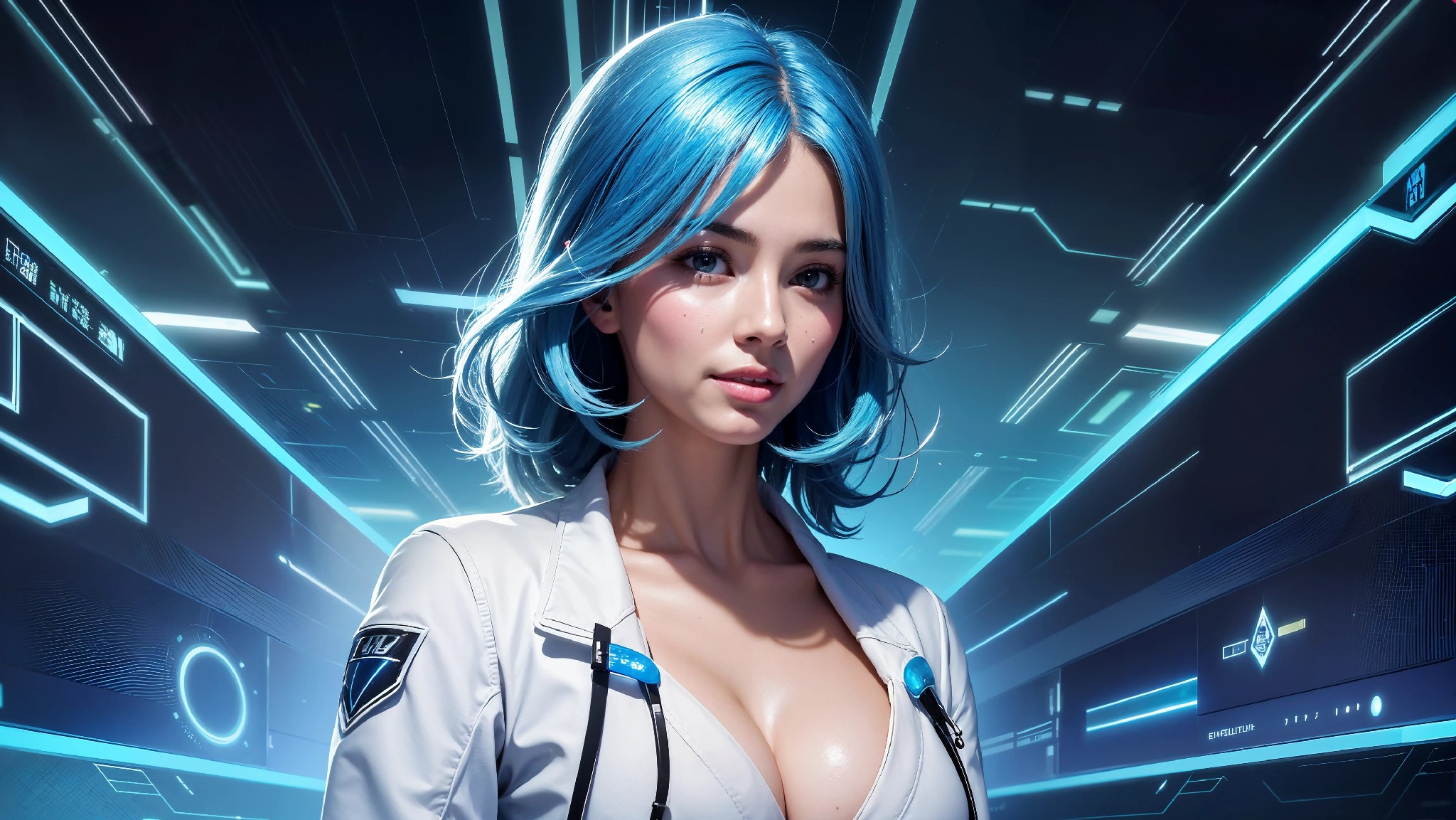 Cute, glamorous, glamorous future digital doctor