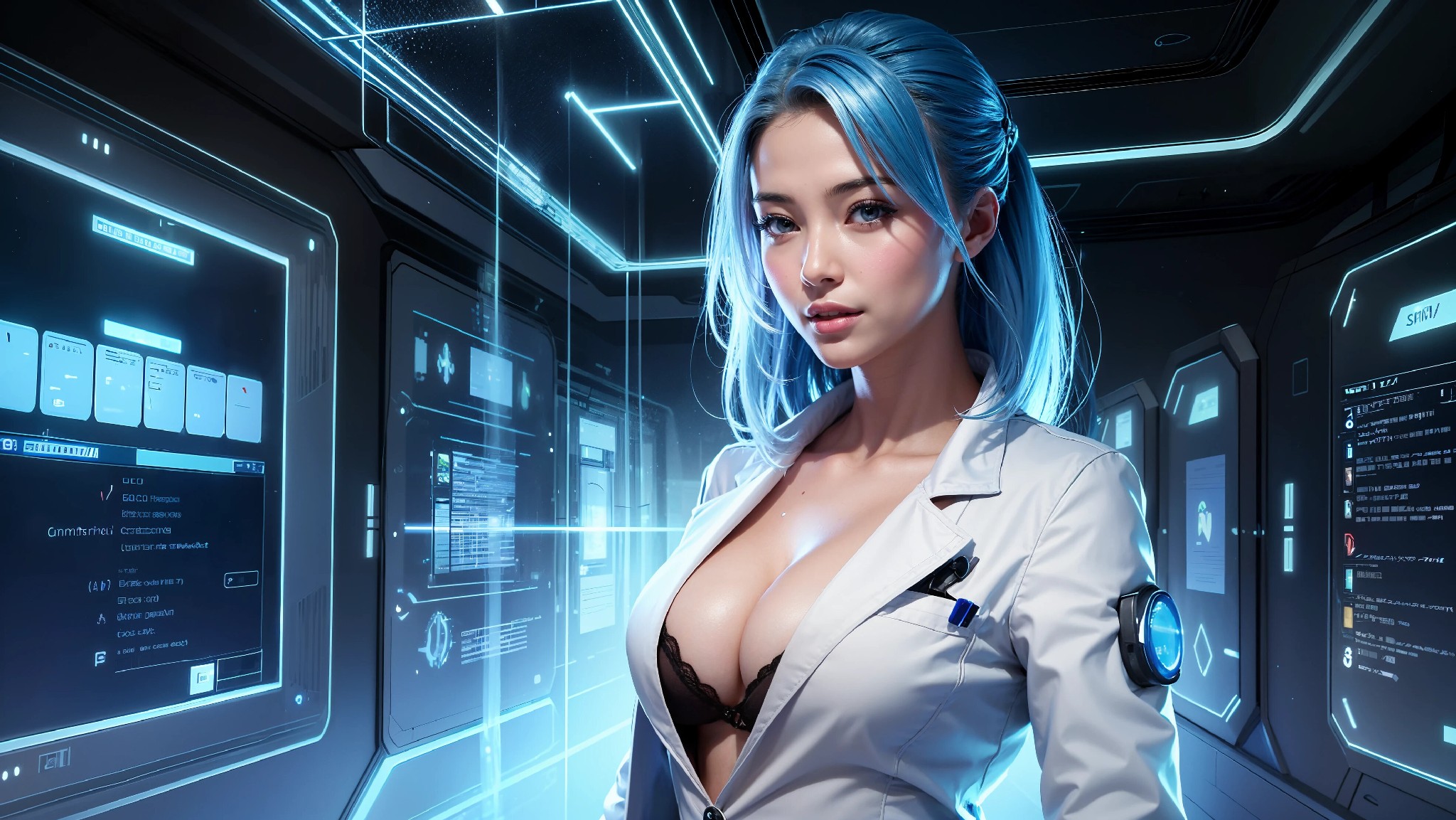 Cute, glamorous, glamorous future digital doctor