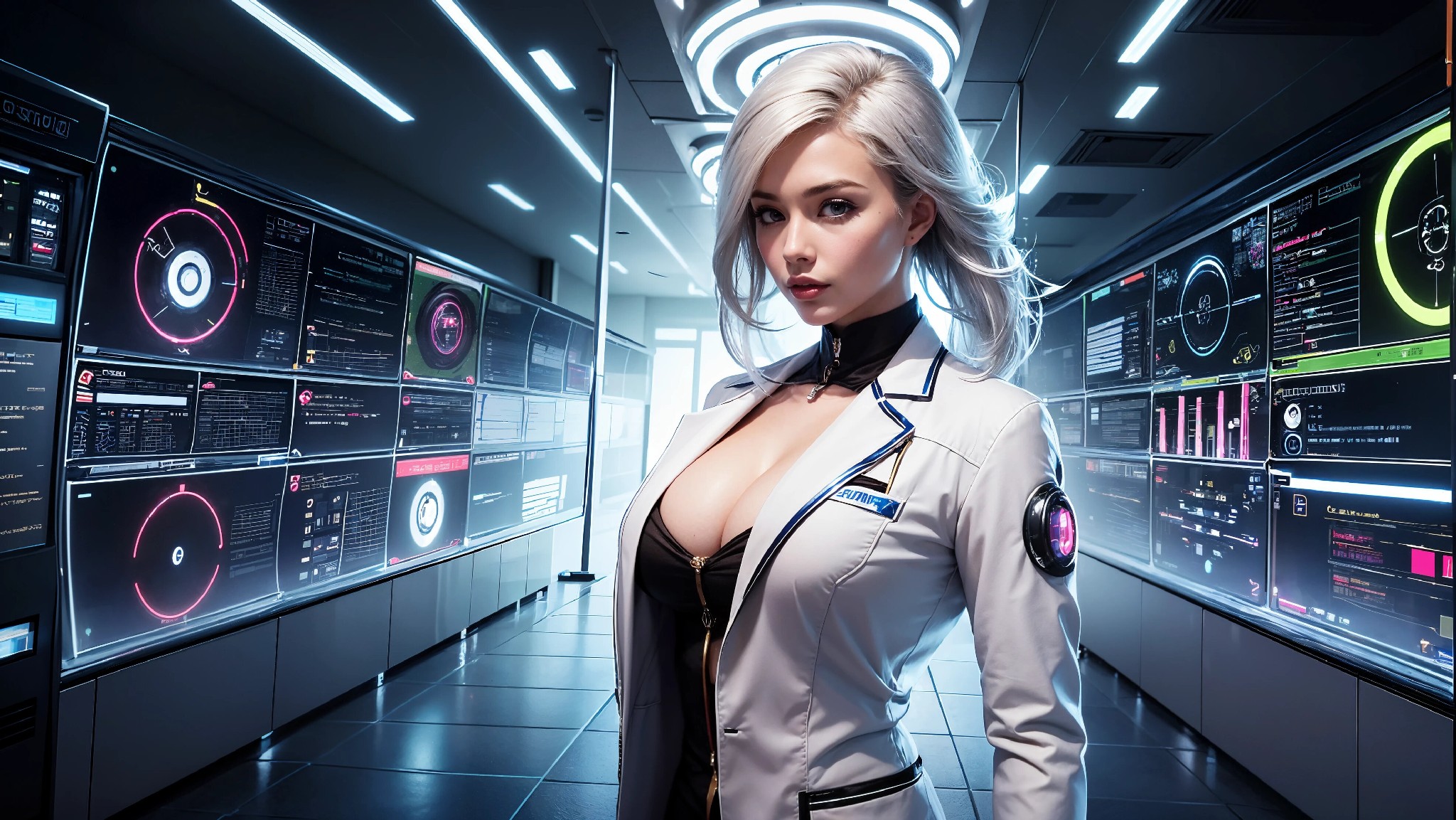 Cute, glamorous, glamorous future digital doctor