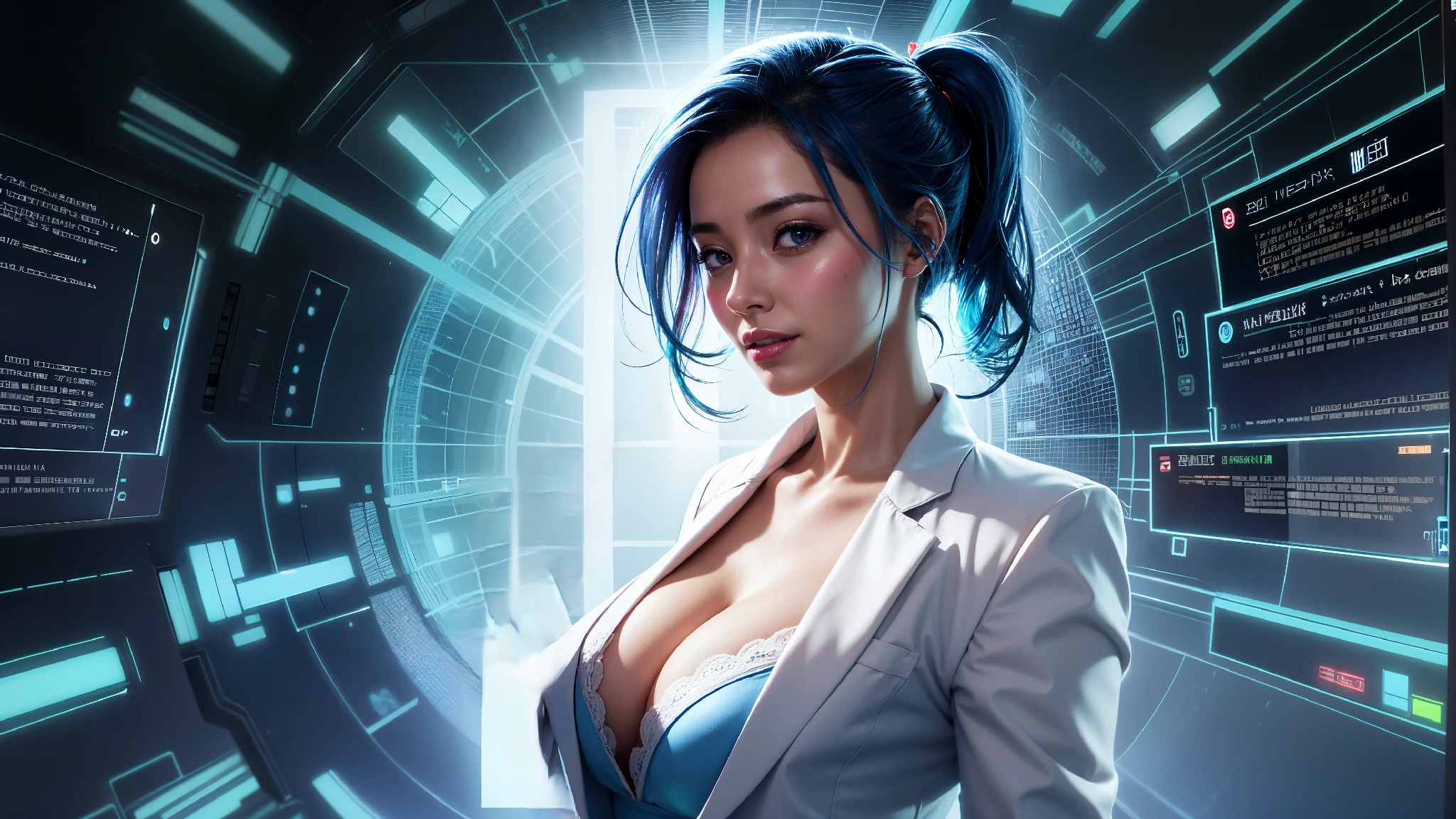 Cute, glamorous, glamorous future digital doctor
