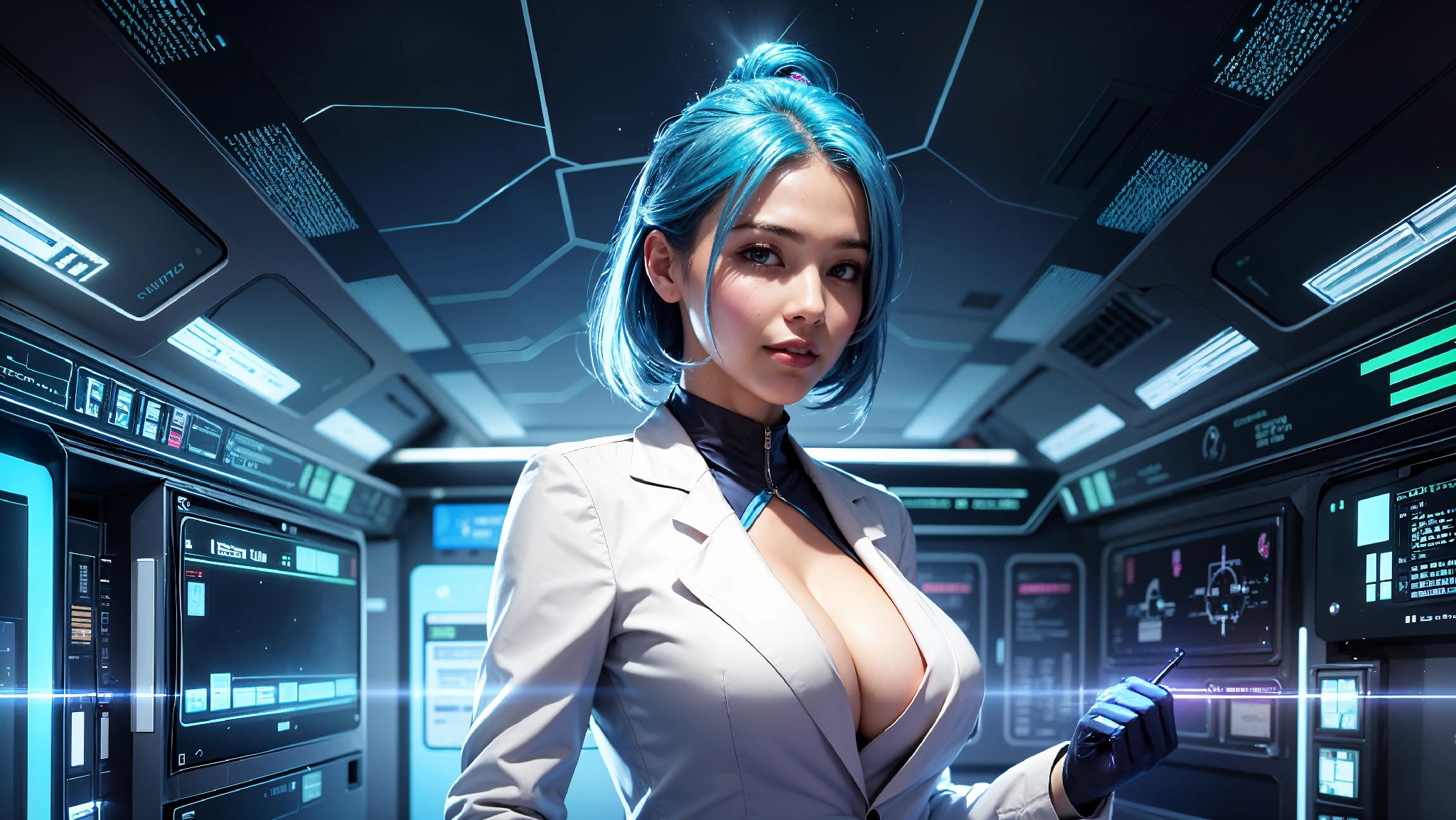 Cute, glamorous, glamorous future digital doctor