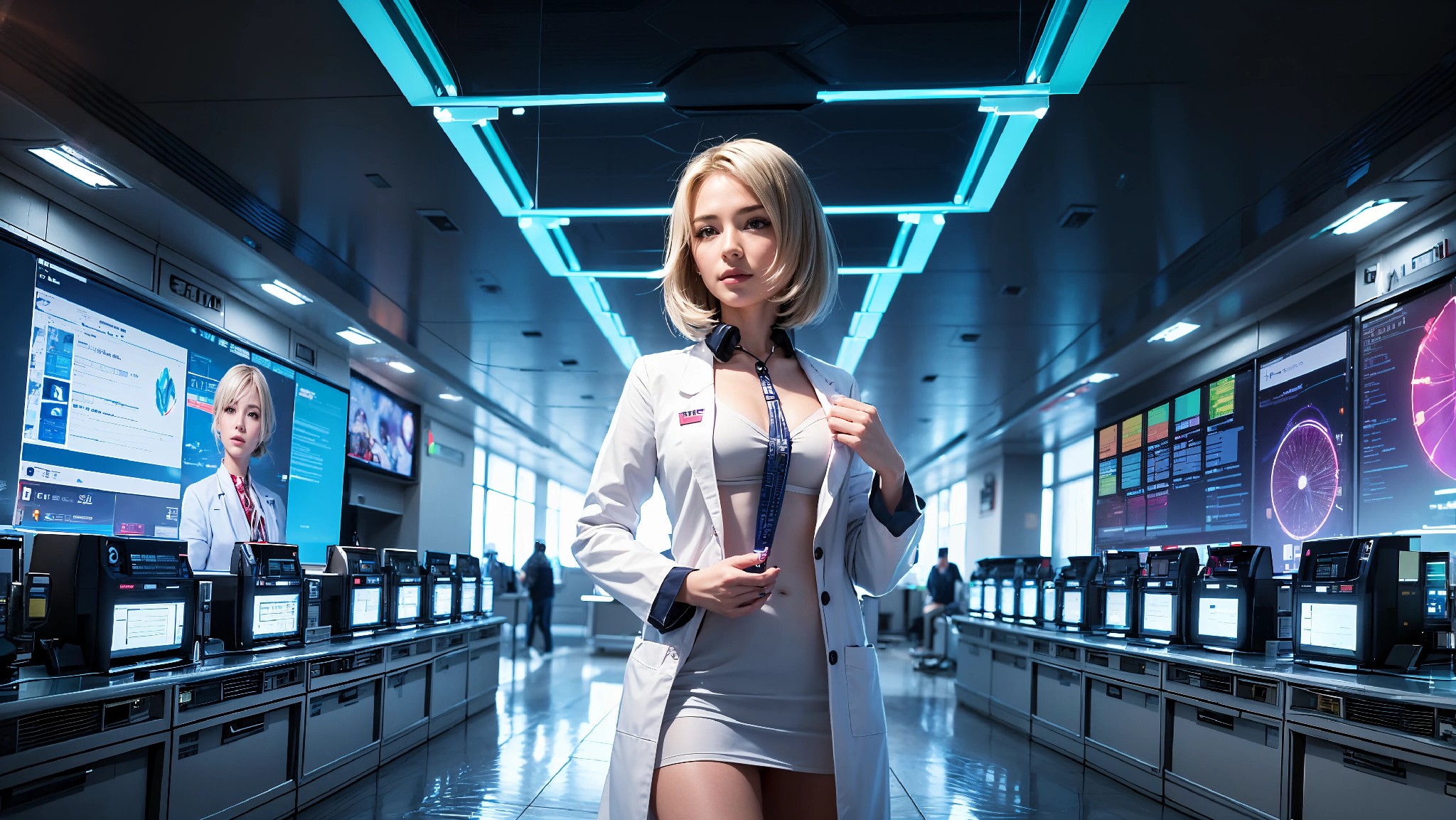 Cute, glamorous, glamorous future digital doctor