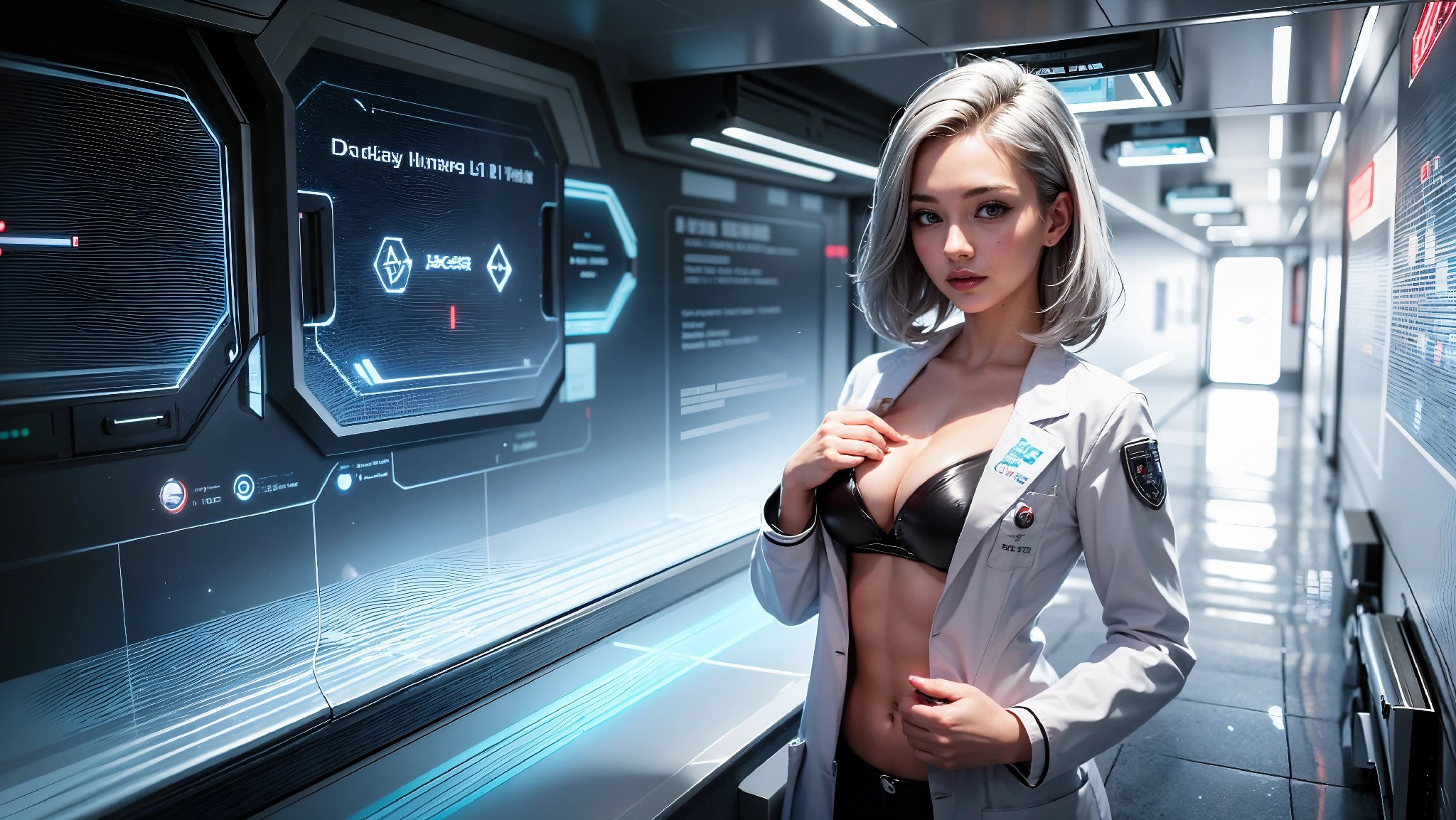 Cute, glamorous, glamorous future digital doctor