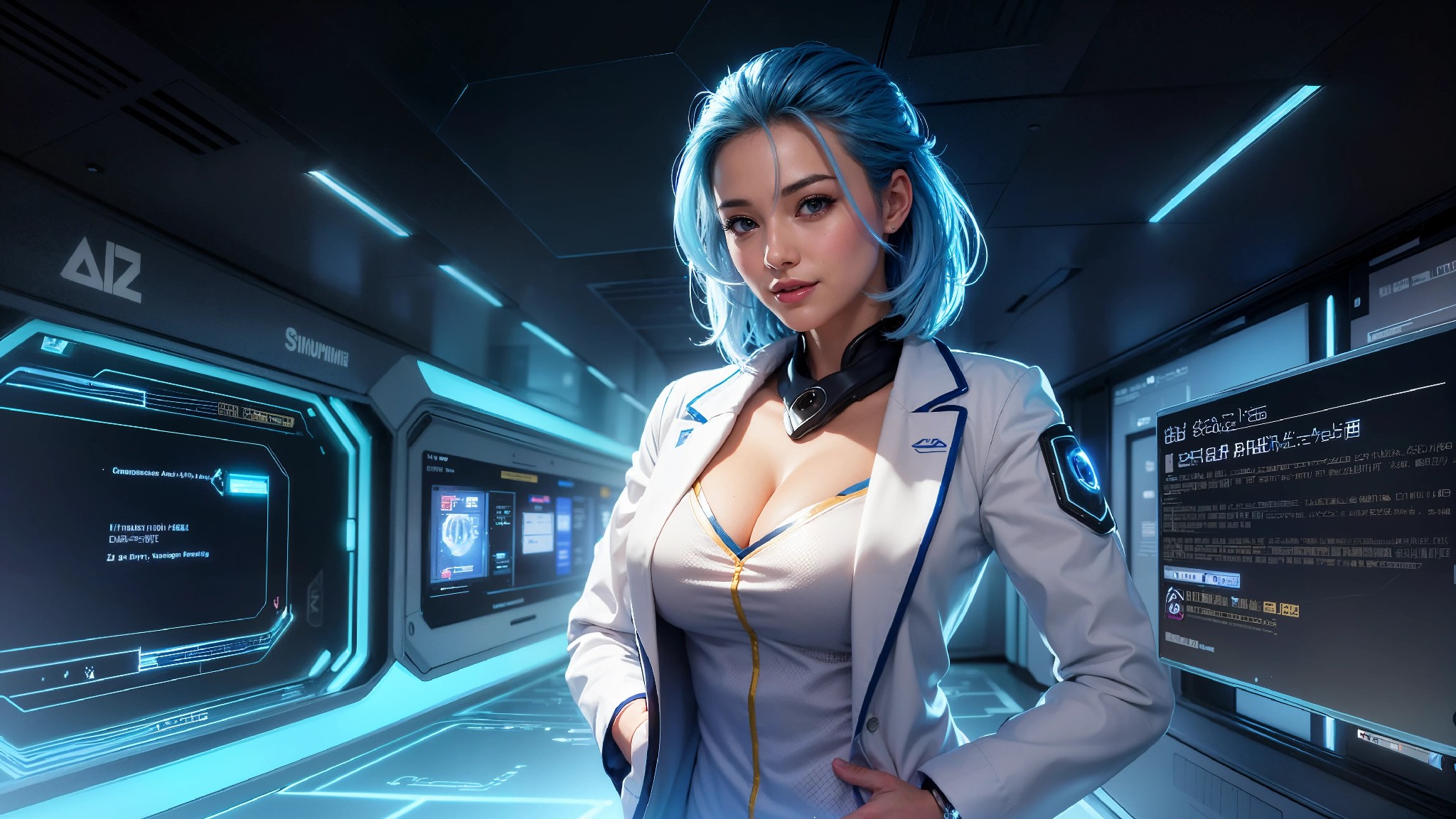 Cute, glamorous, glamorous future digital doctor