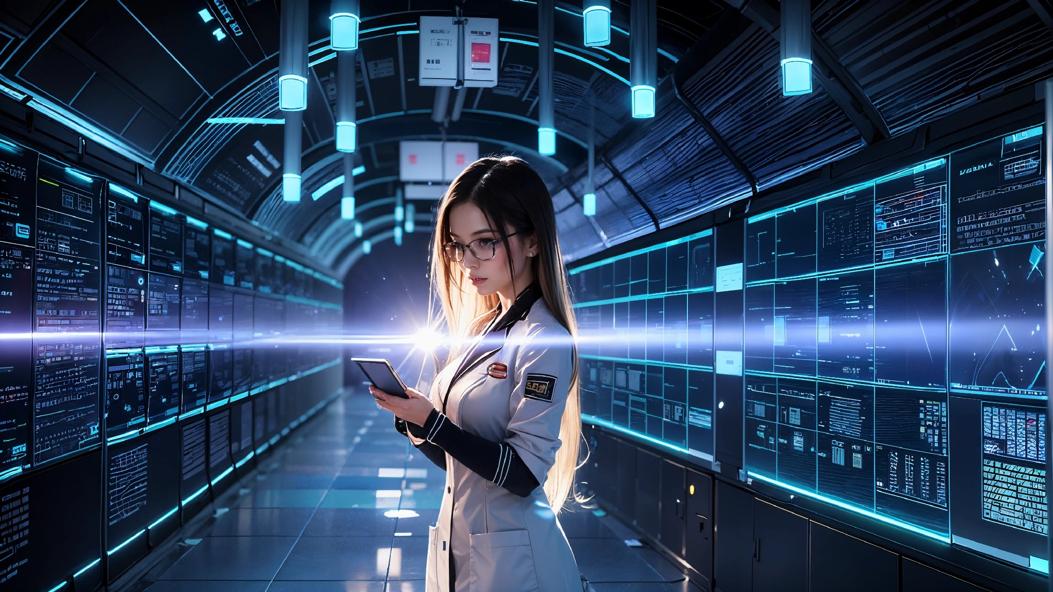 Cute, glamorous, glamorous future digital doctor