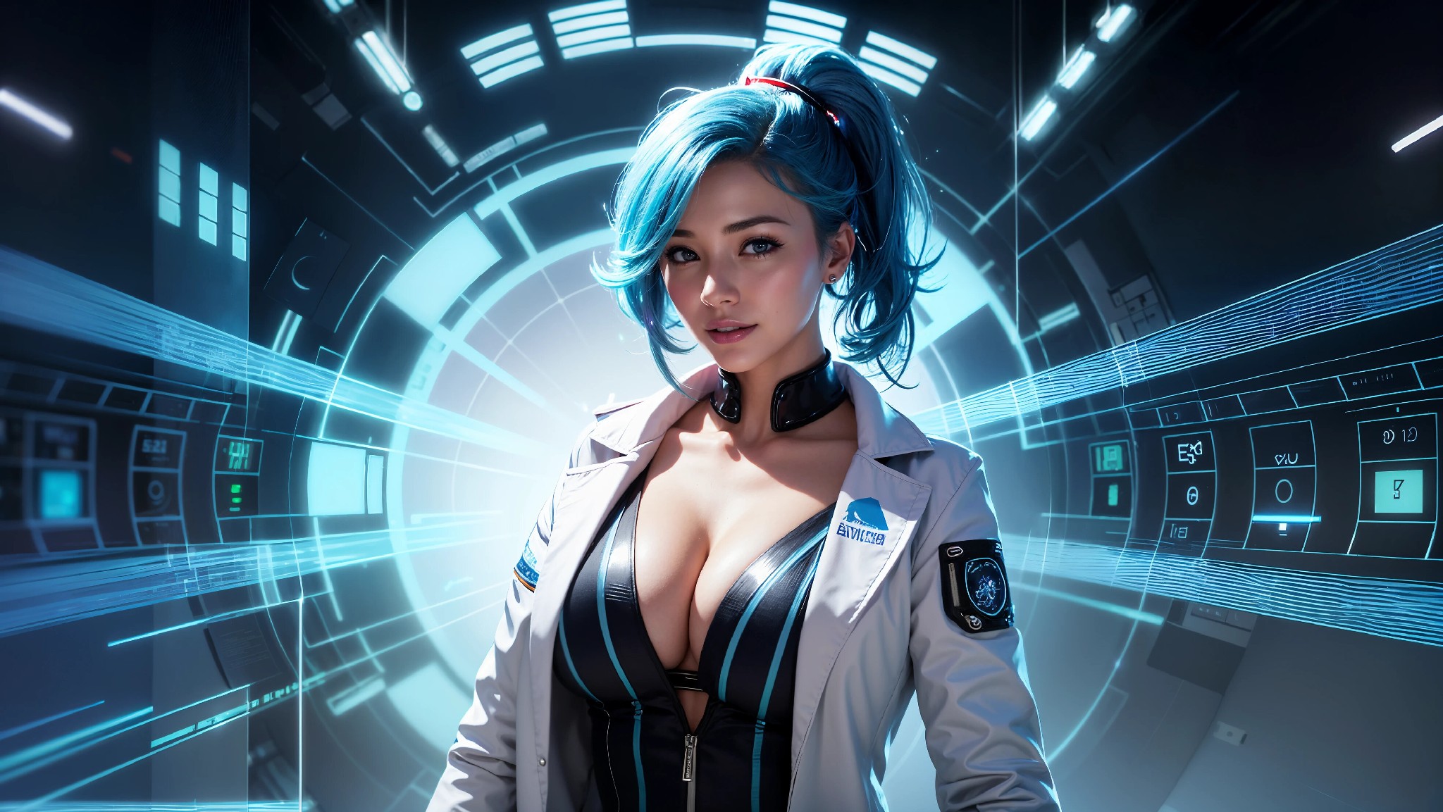 Cute, glamorous, glamorous future digital doctor
