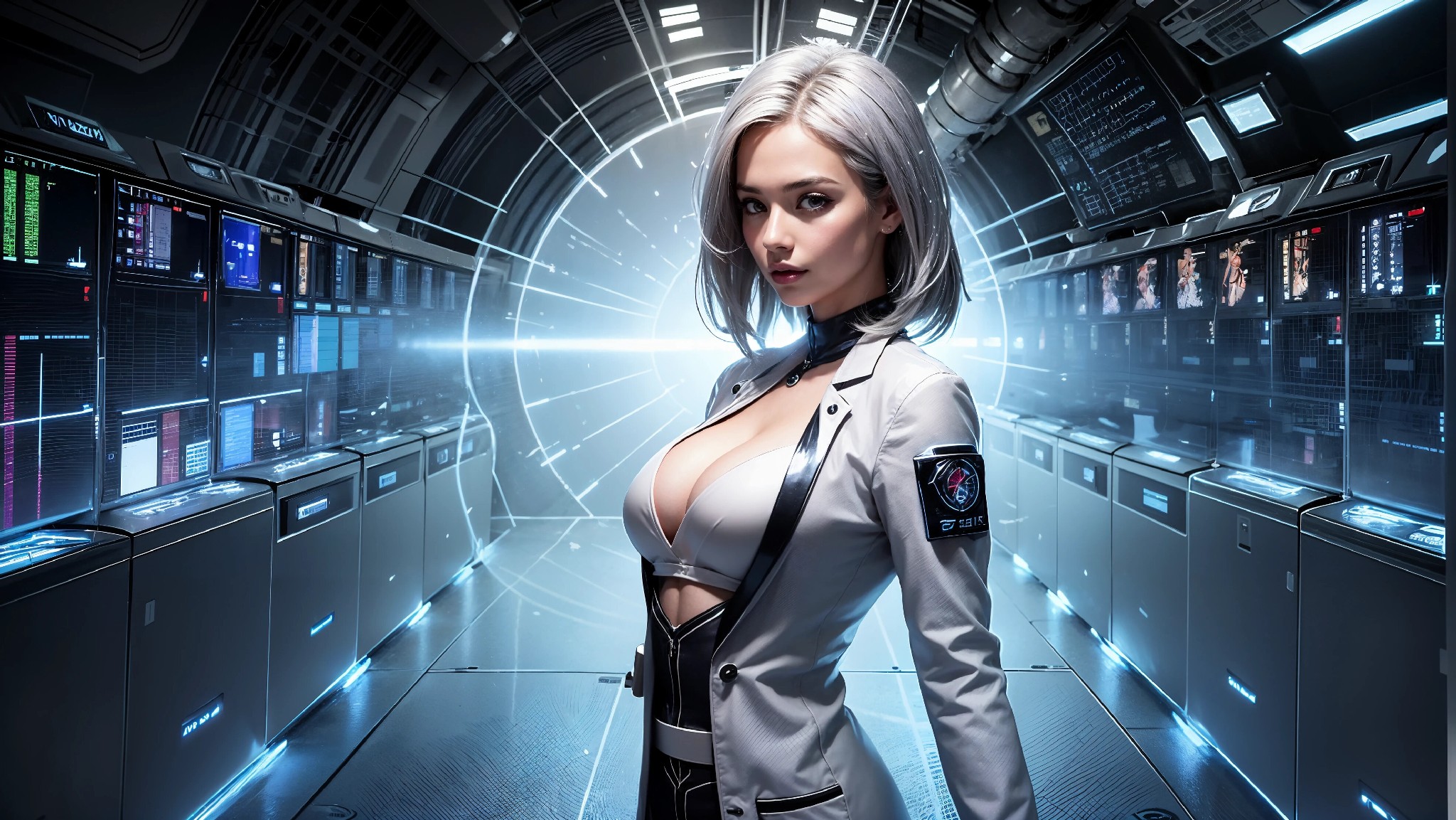 Cute, glamorous, glamorous future digital doctor