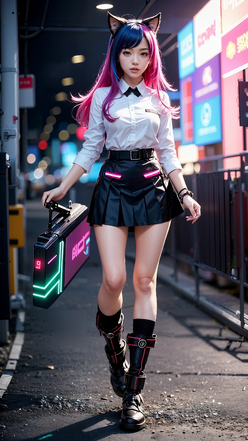 Cute and Charming Cyberpunk Student Sister Fashion
