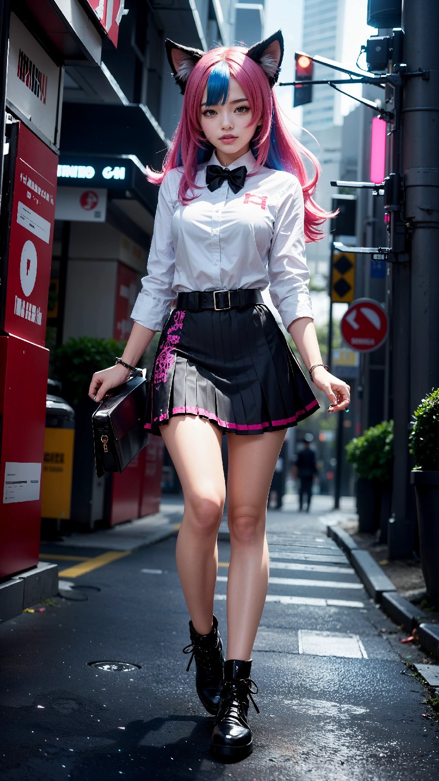Cute and Charming Cyberpunk Student Sister Fashion