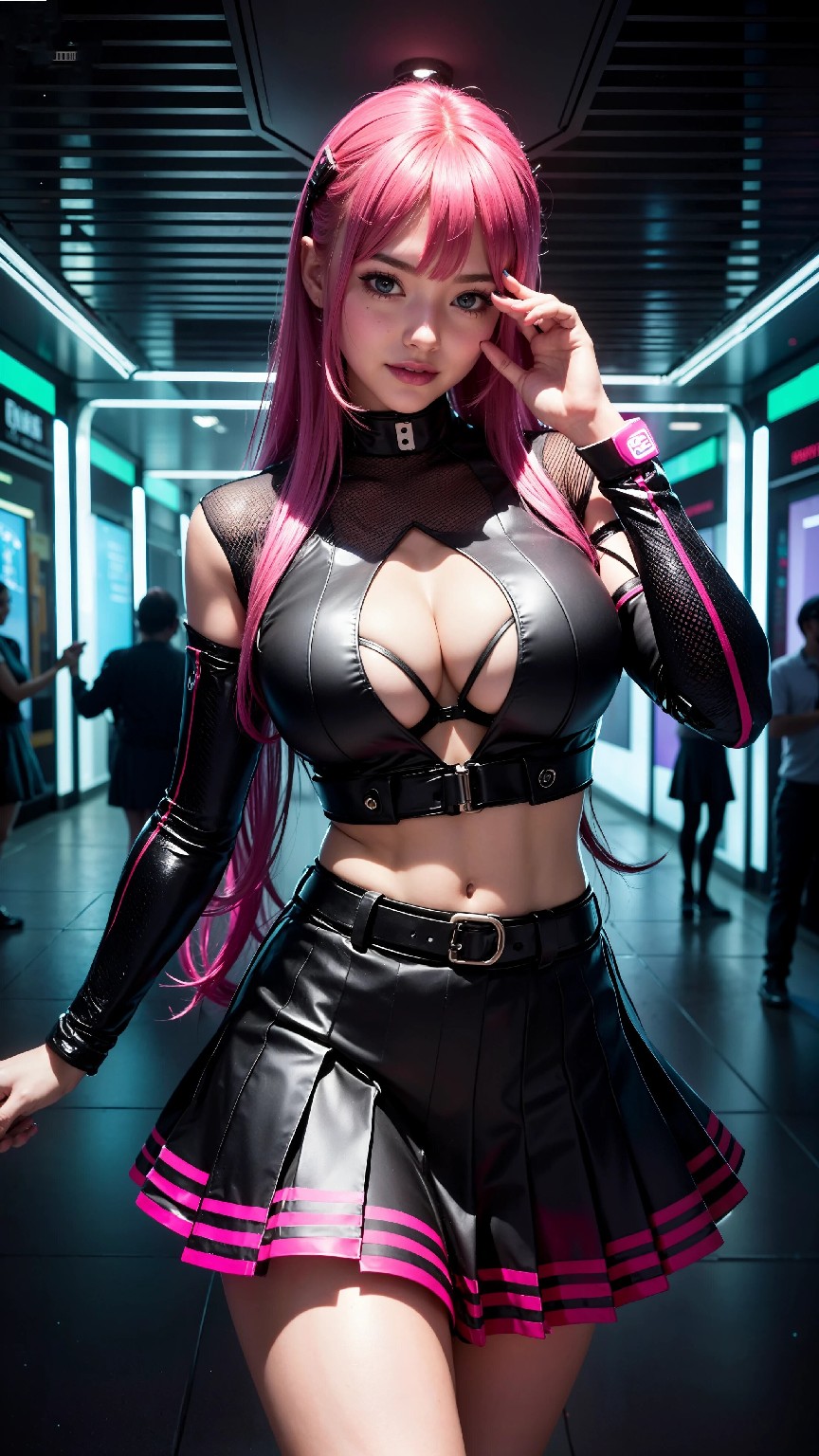 Cute and Charming Cyberpunk Student Sister Fashion