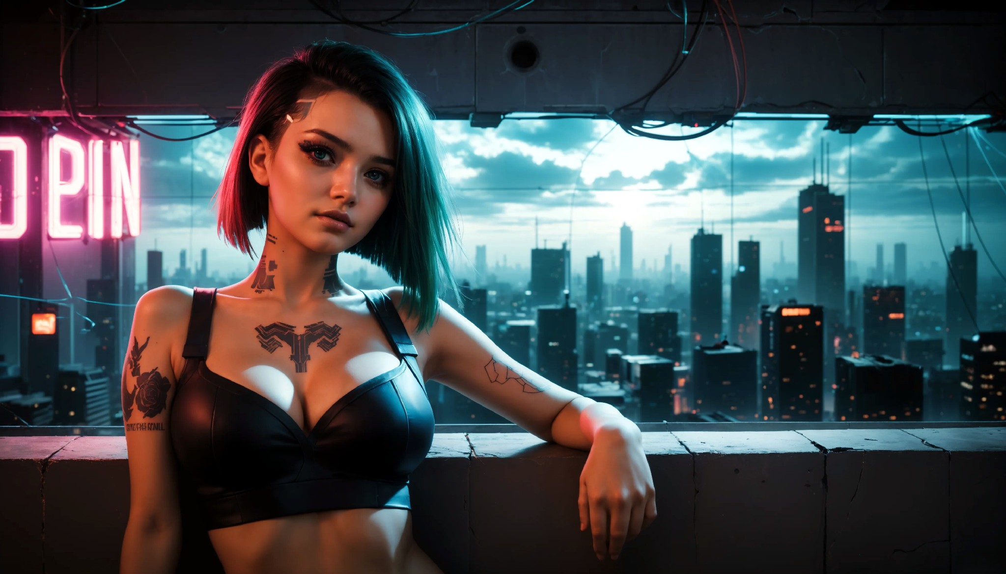 Cute Charming Cyberpunk Girl