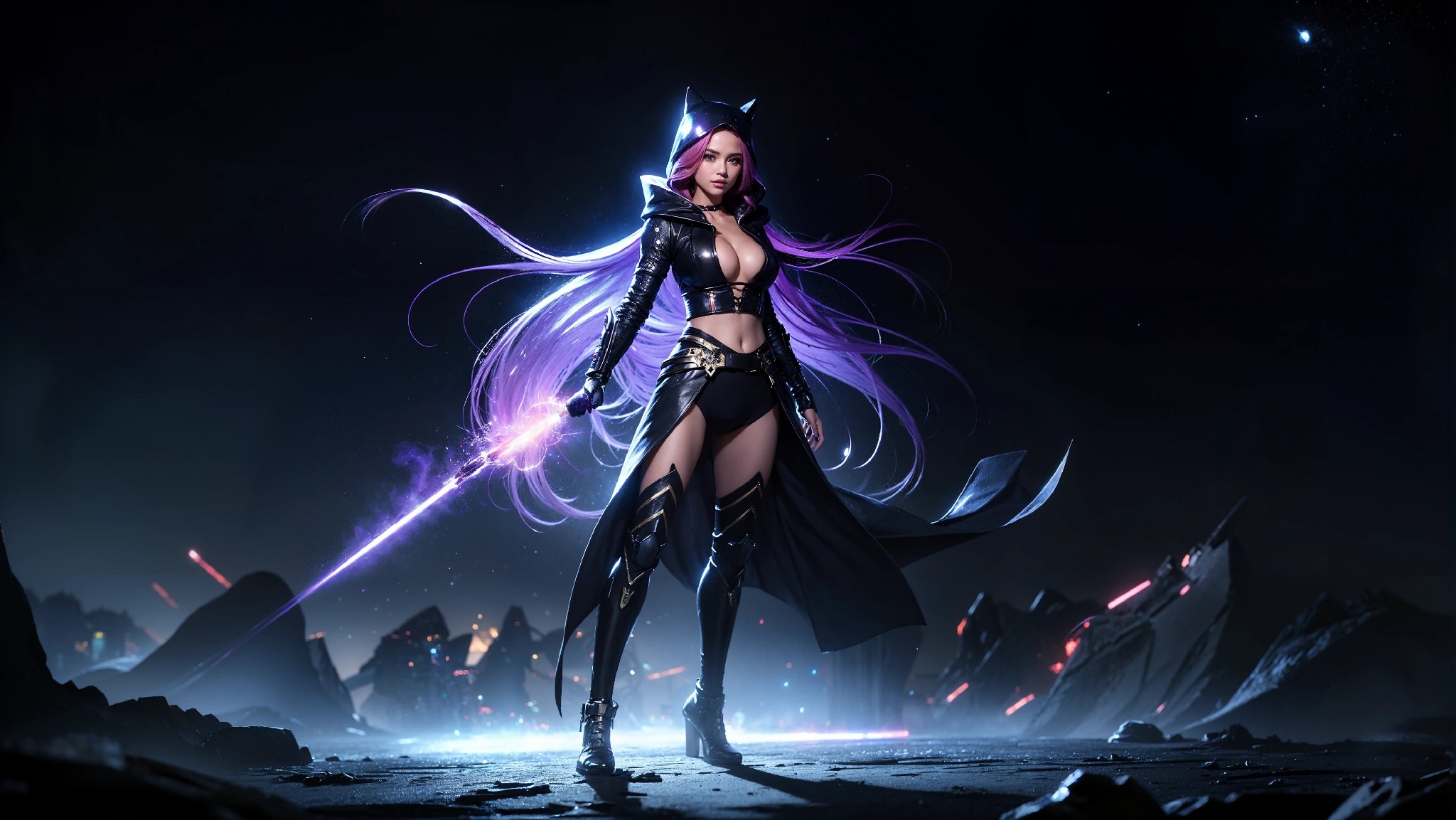 Sexy Cyberpunk Cosmic Assassin Girl