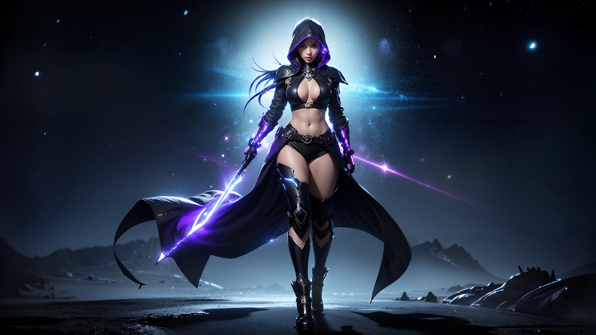 Sexy Cyberpunk Cosmic Assassin Girl