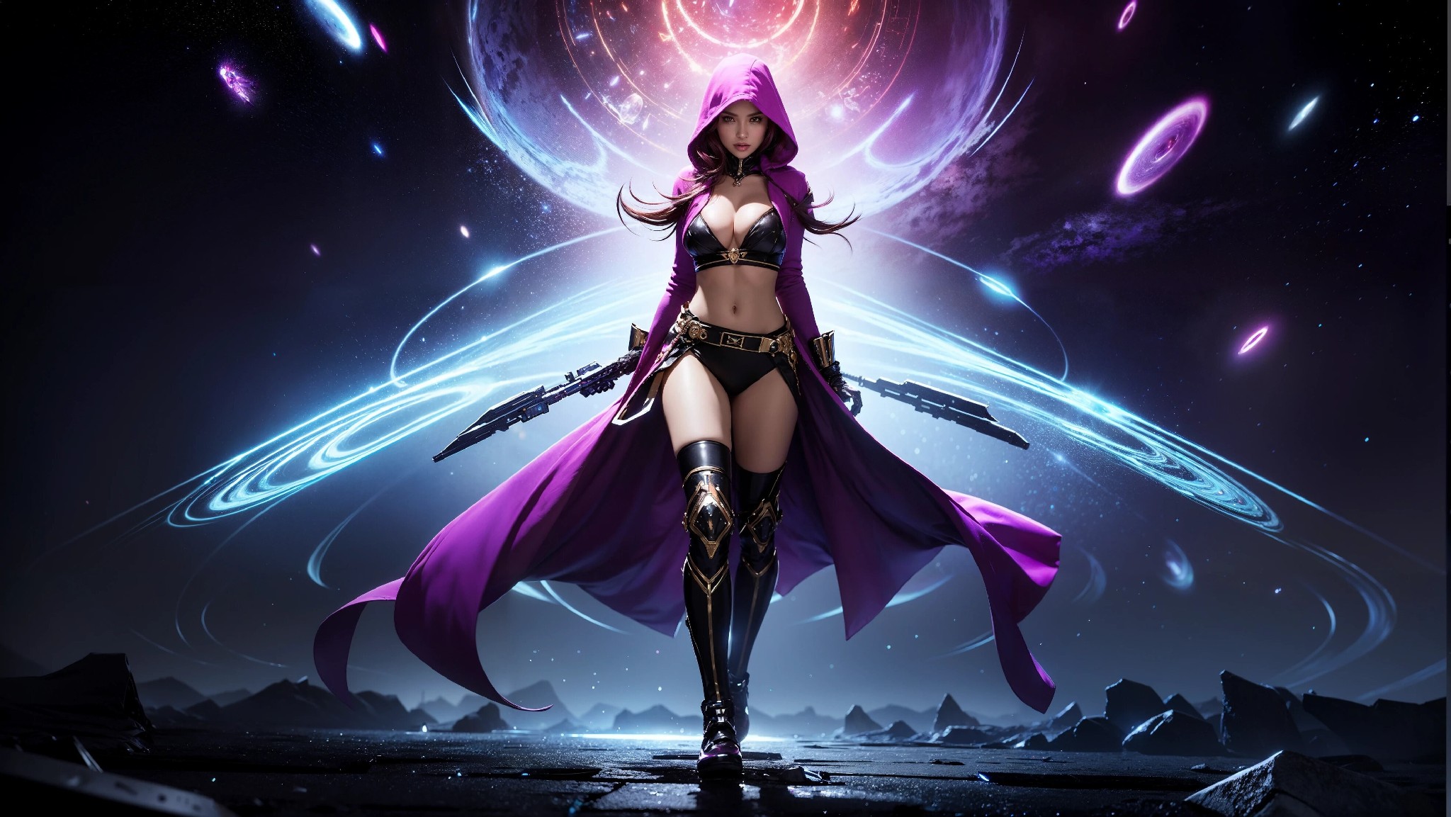 Sexy Cyberpunk Cosmic Assassin Girl