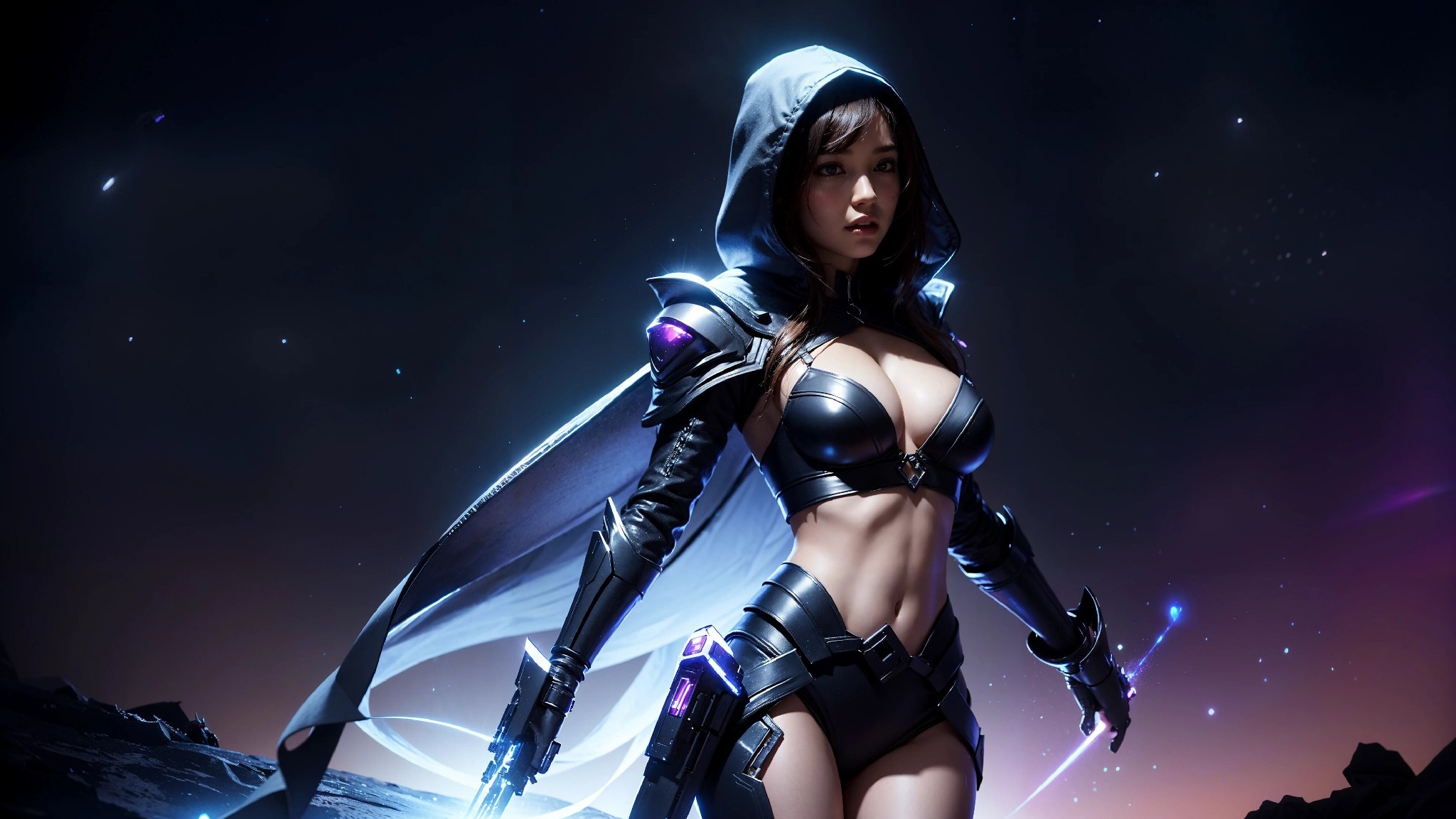 Sexy Cyberpunk Cosmic Assassin Girl
