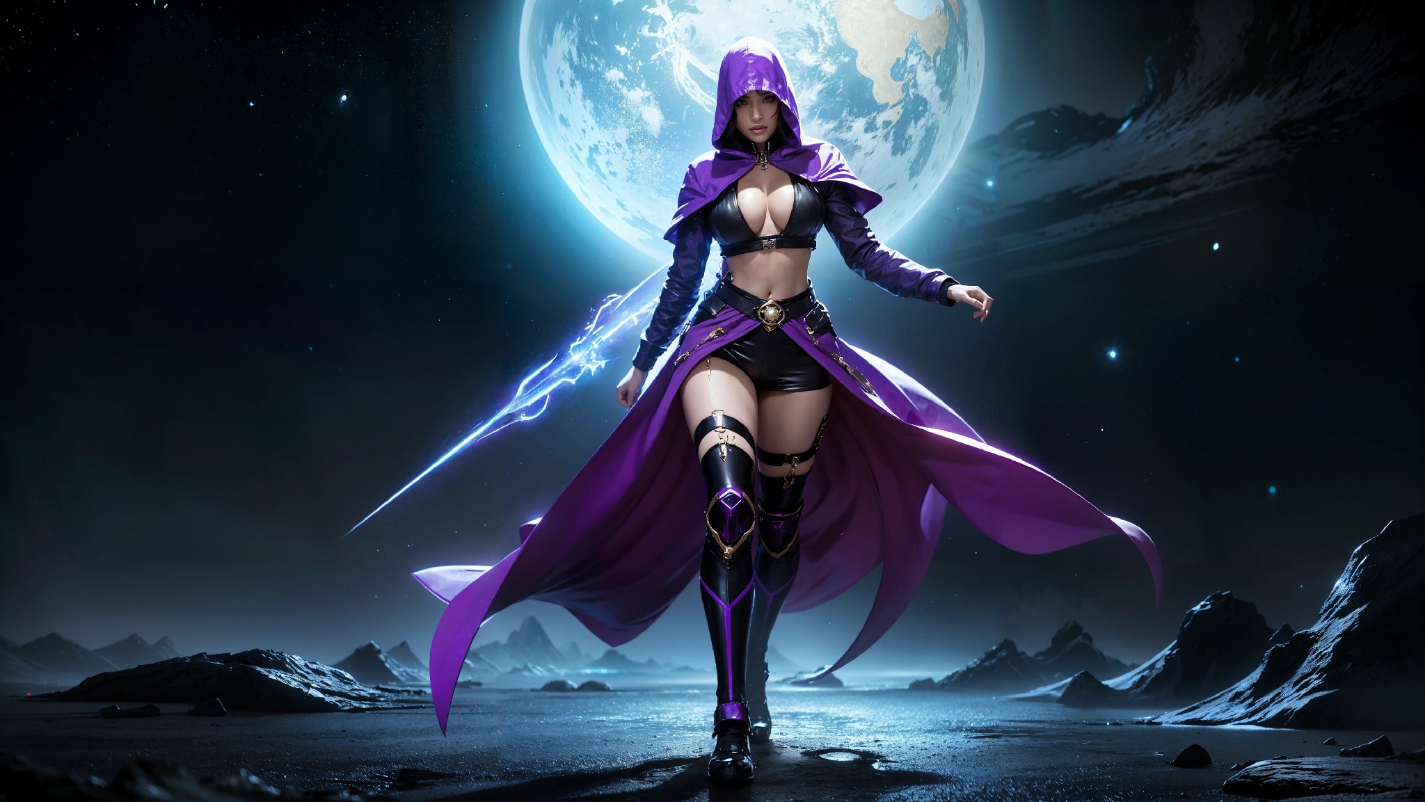 Sexy Cyberpunk Cosmic Assassin Girl