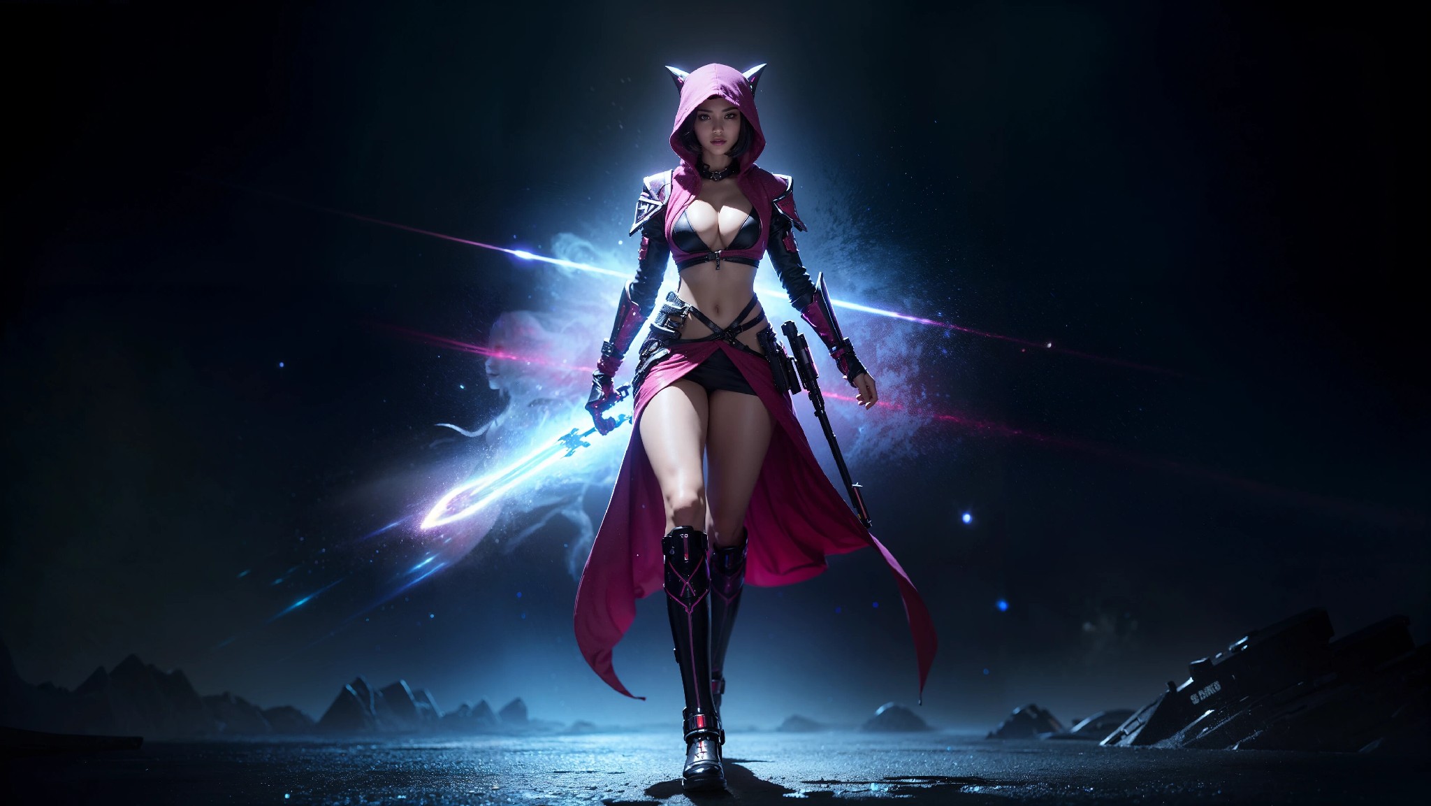 Sexy Cyberpunk Cosmic Assassin Girl