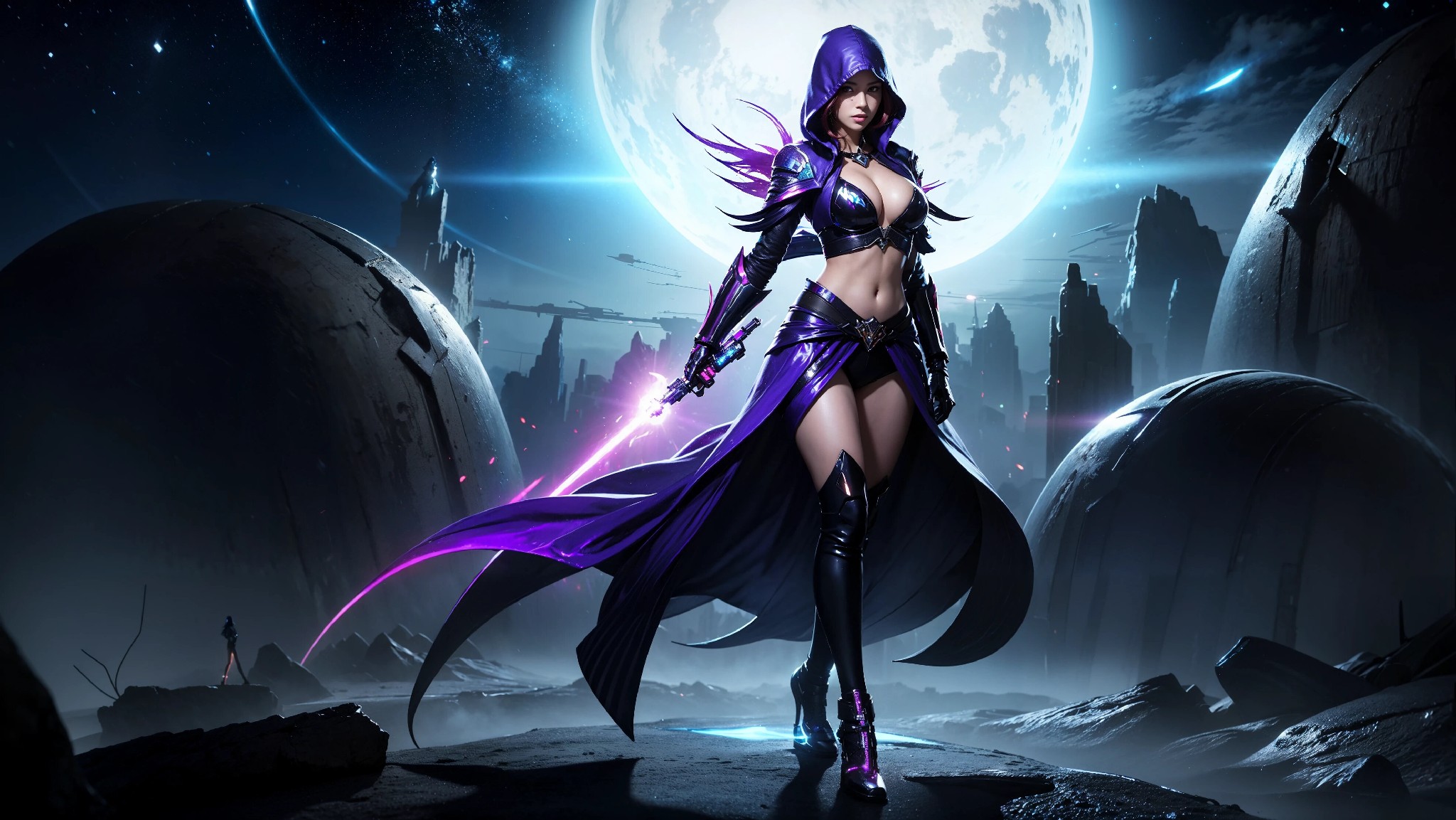 Sexy Cyberpunk Cosmic Assassin Girl