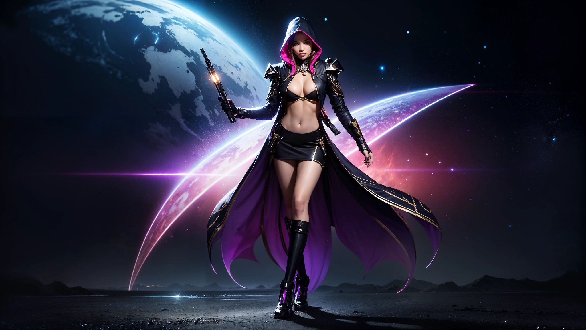 Sexy Cyberpunk Cosmic Assassin Girl