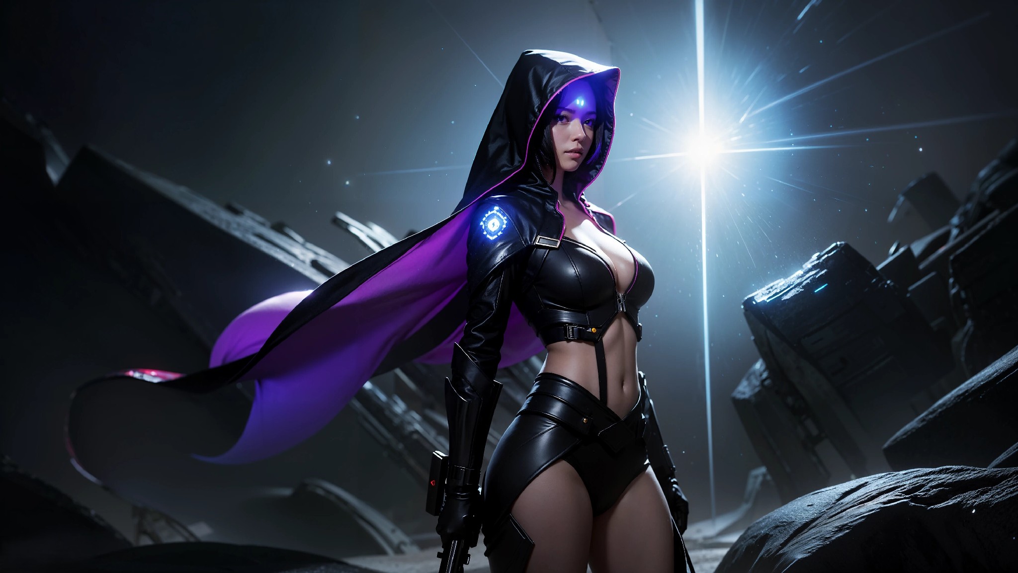 Sexy Cyberpunk Cosmic Assassin Girl