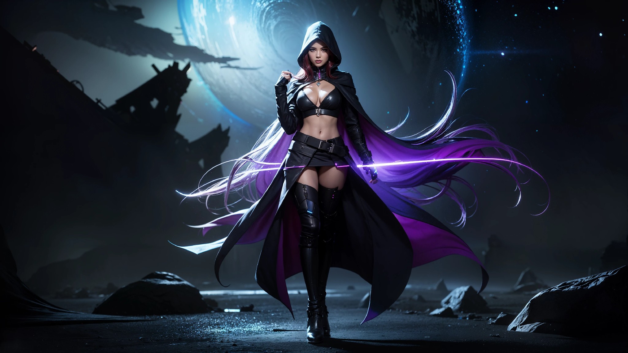 Sexy Cyberpunk Cosmic Assassin Girl