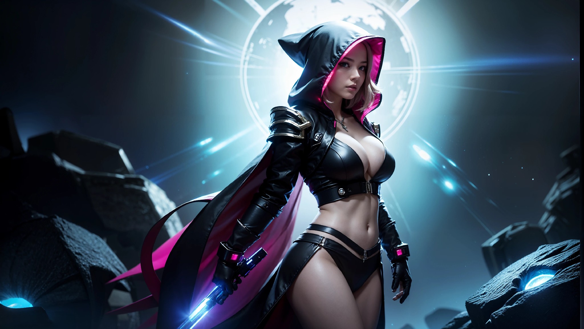 Sexy Cyberpunk Cosmic Assassin Girl