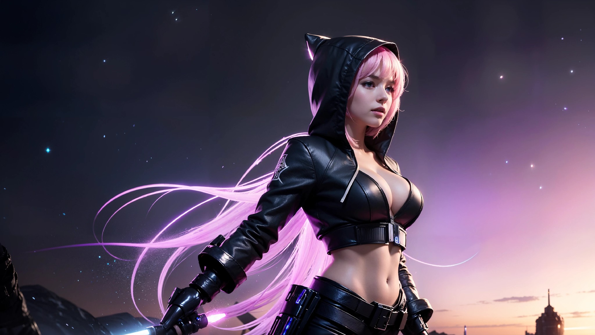 Sexy Cyberpunk Cosmic Assassin Girl