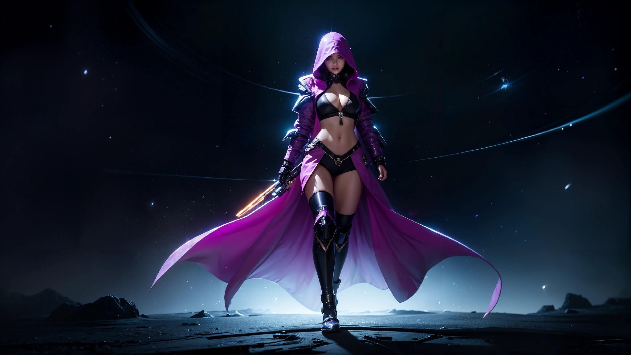 Sexy Cyberpunk Cosmic Assassin Girl